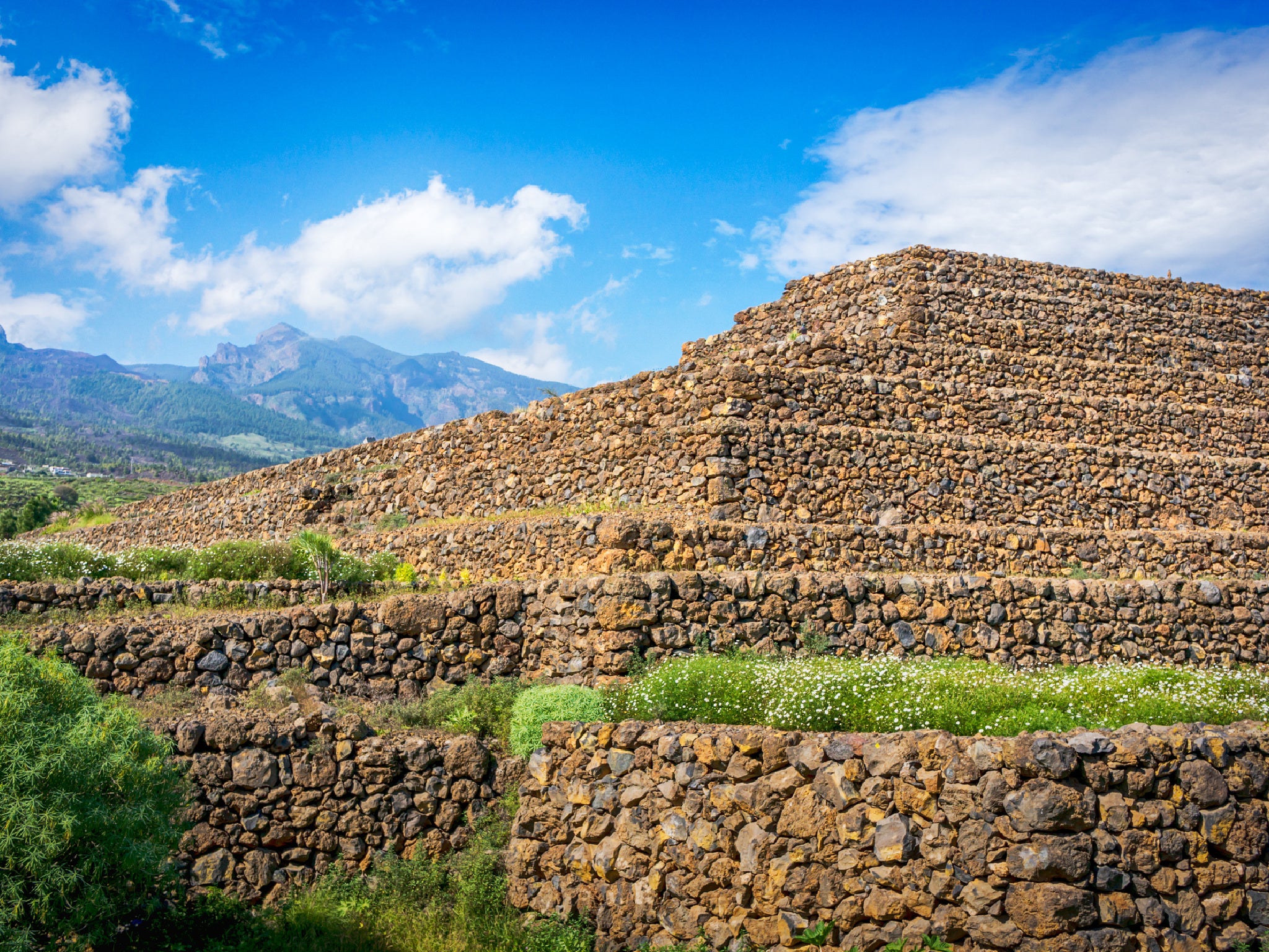 Six pyramids are grouped together and their origins are unclear