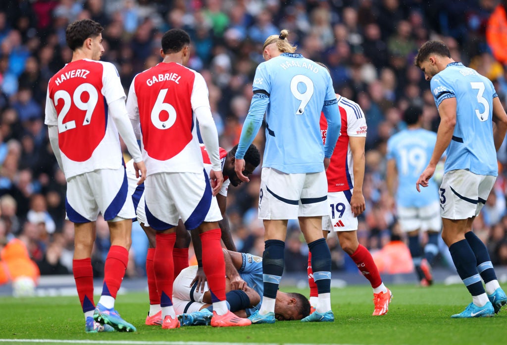 Rodri was injured during City and Arsenal’s heated 2-2 draw