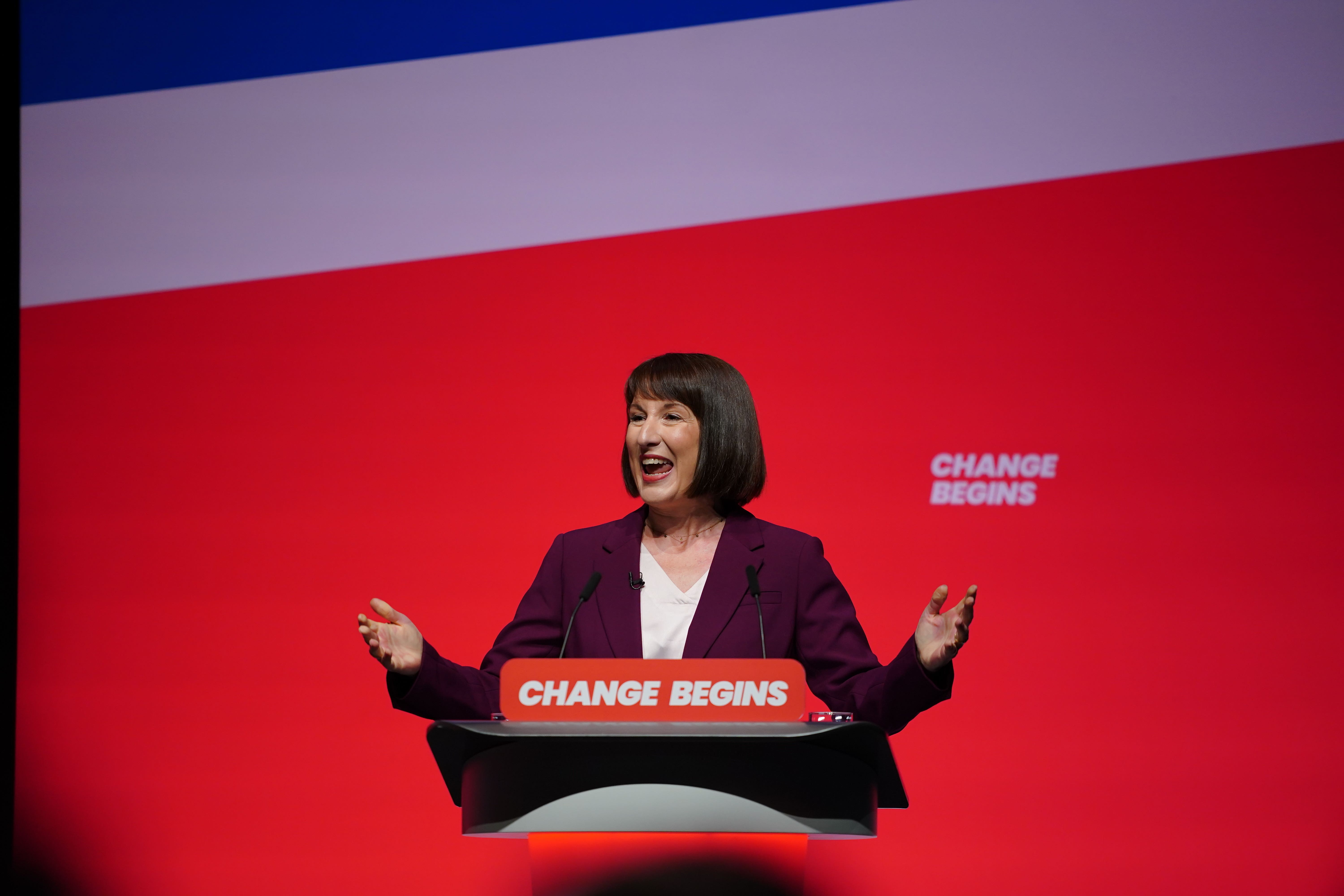 Chancellor Rachel Reeves speaks during the Labour Party conference at the ACC in Liverpool (Peter Byrne/PA)