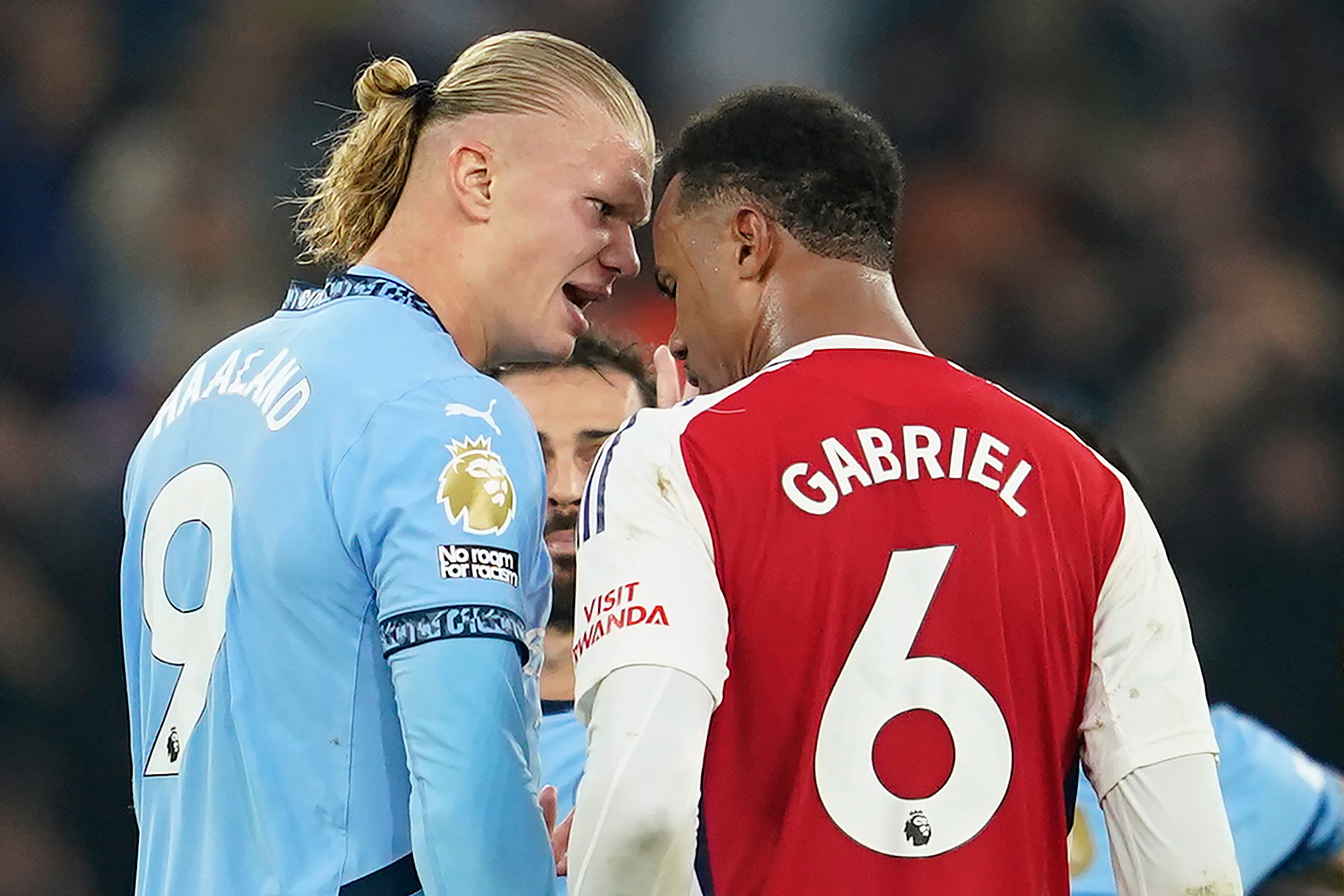 Erling Haaland and Gabriel clashed during the game