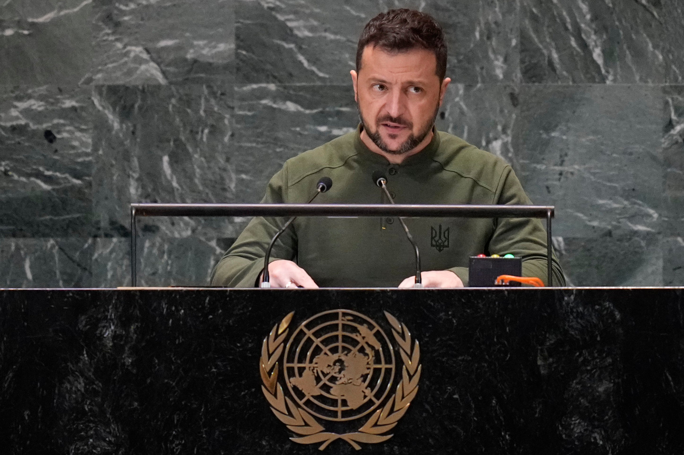 Mr Zelensky addresses the the Summit of the Future at United Nations headquarters