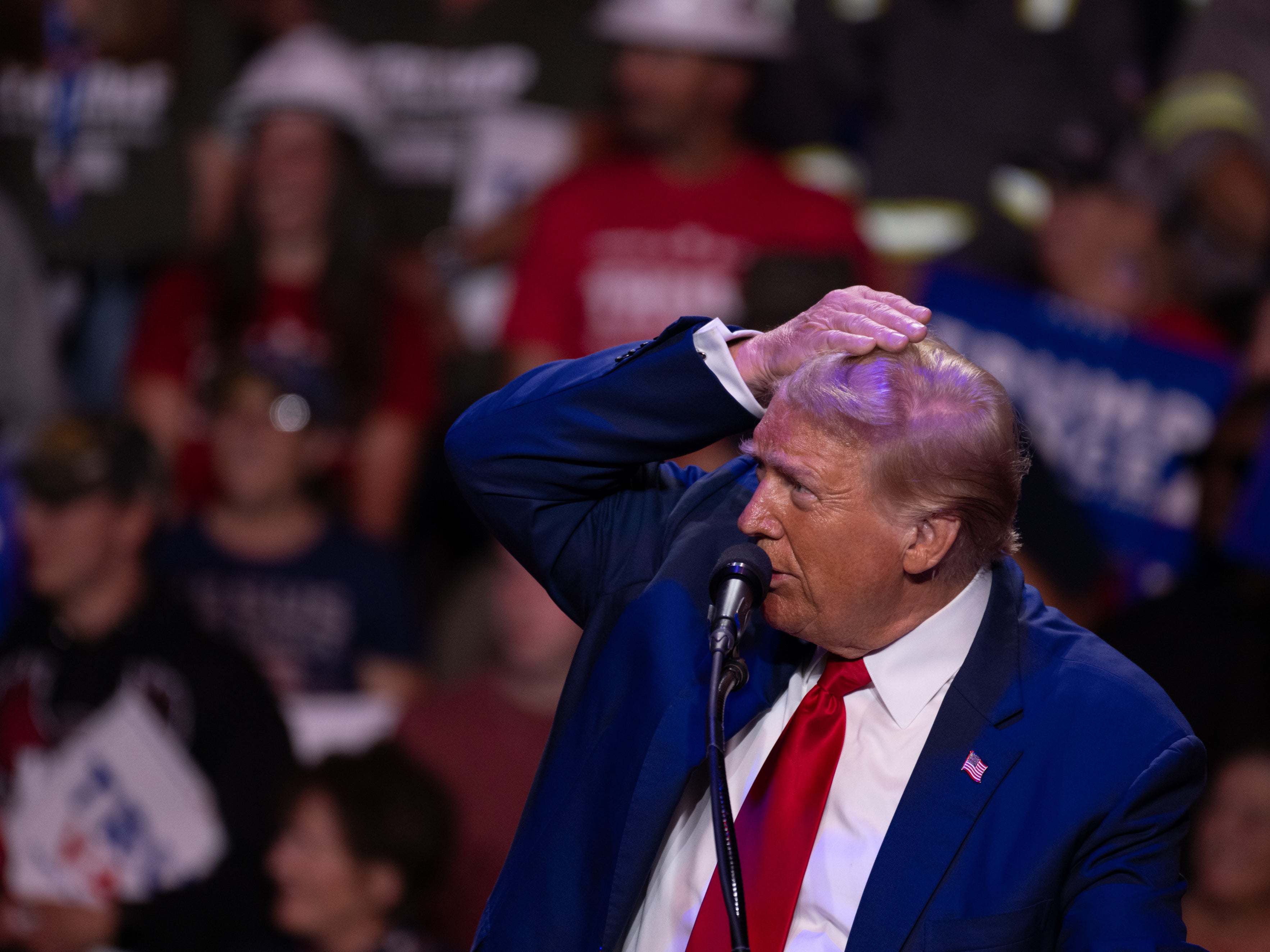 Trump speaks at his rally in Indiana, Pennsylvania on Monday