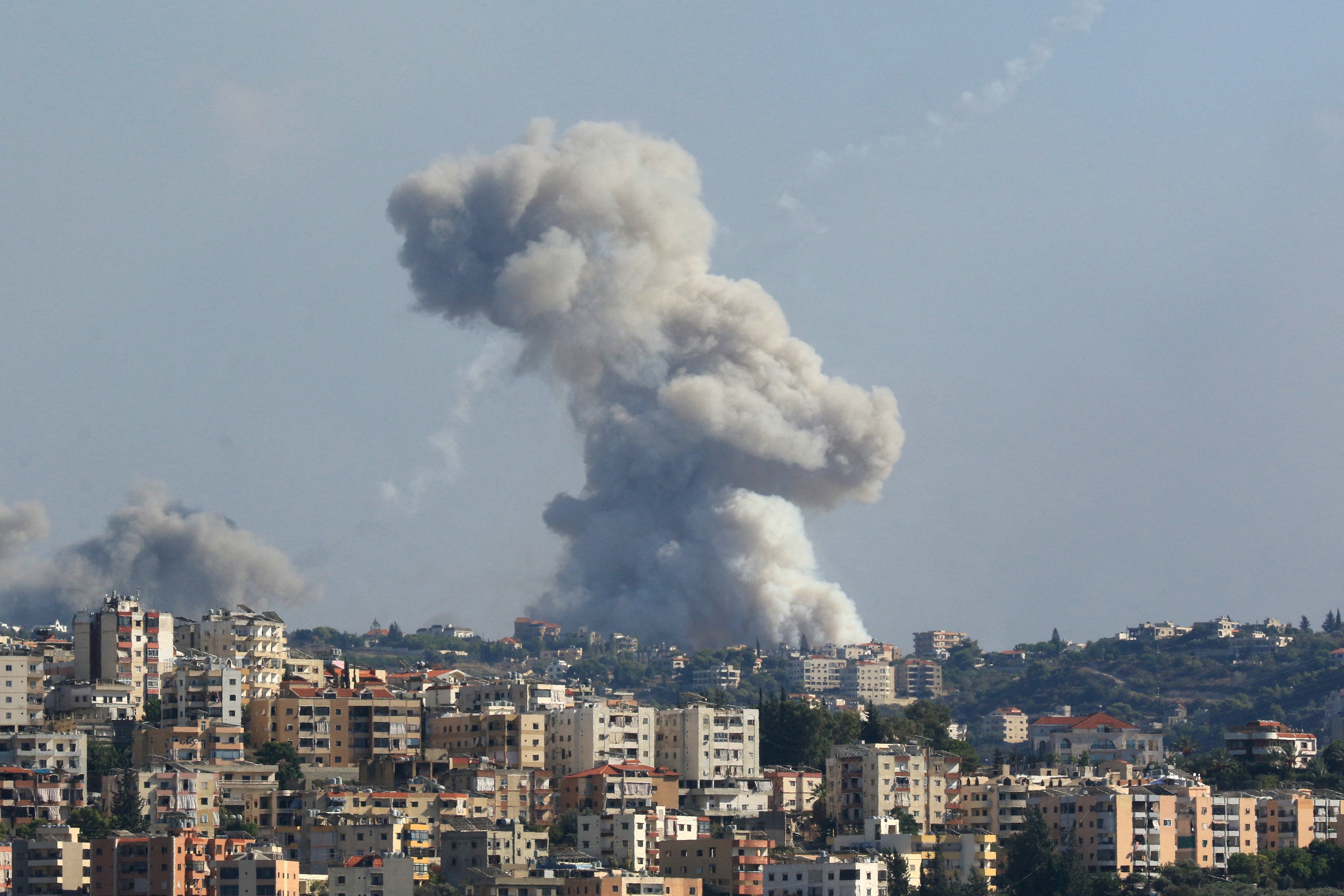 Smoke billows from a site targeted by Israeli shelling in the southern Lebanese village of Zaita