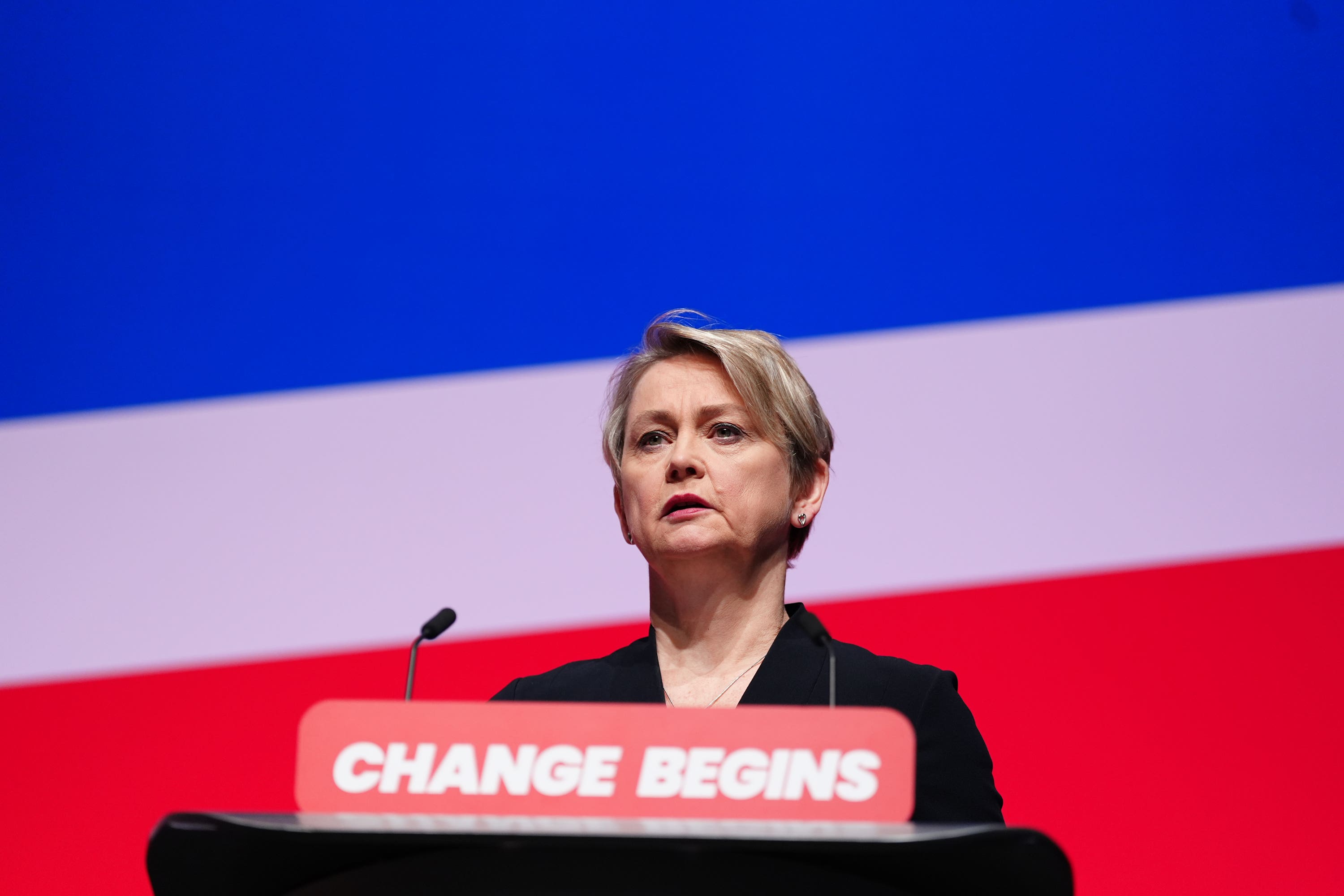 Home Secretary Yvette Cooper delivers her speech during the Labour Party Conference in Liverpool (Peter Byrne/PA)