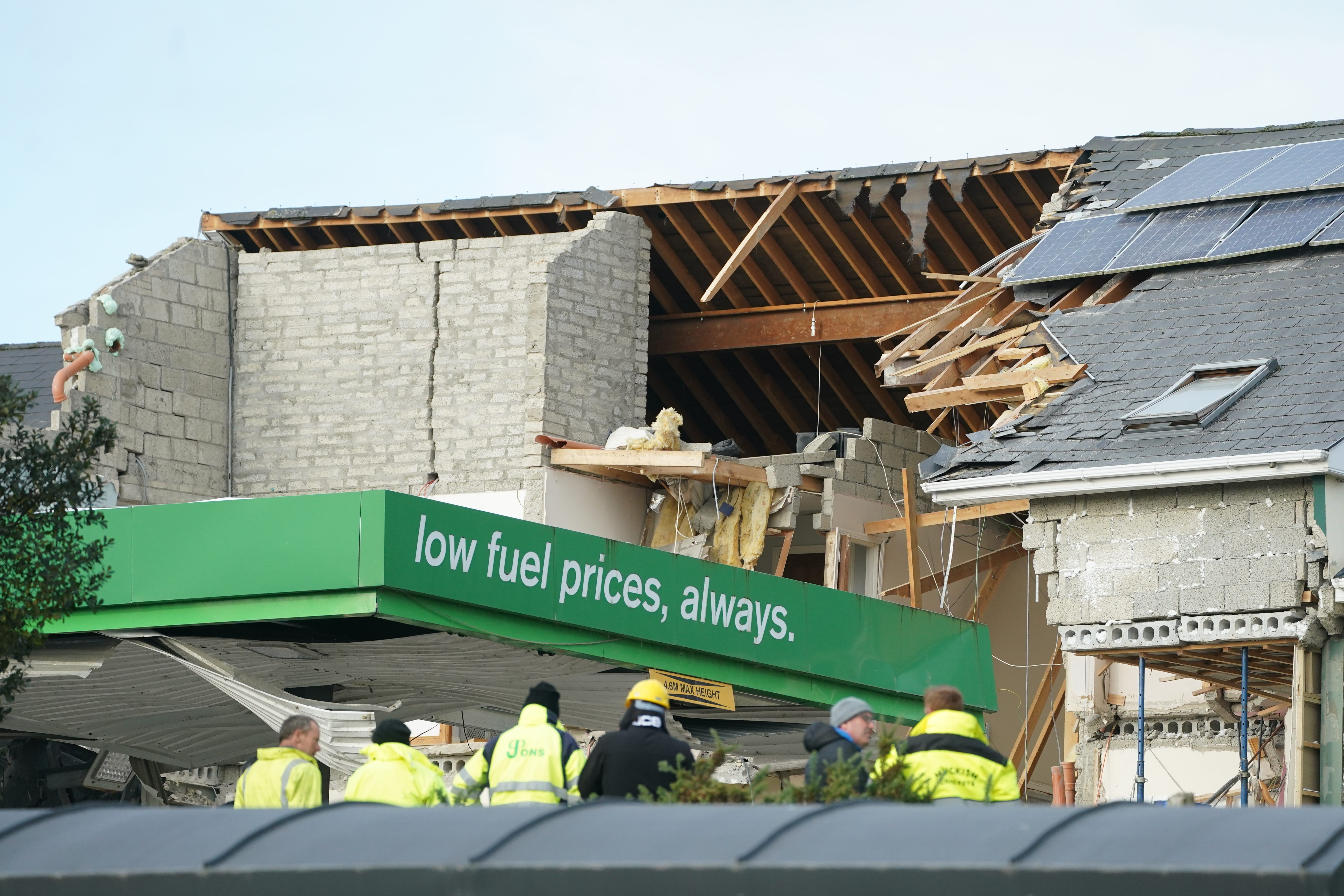 The scene of an explosion at Applegreen service station in the village of Creeslough in Co Donegal (Brian Lawless/PA)