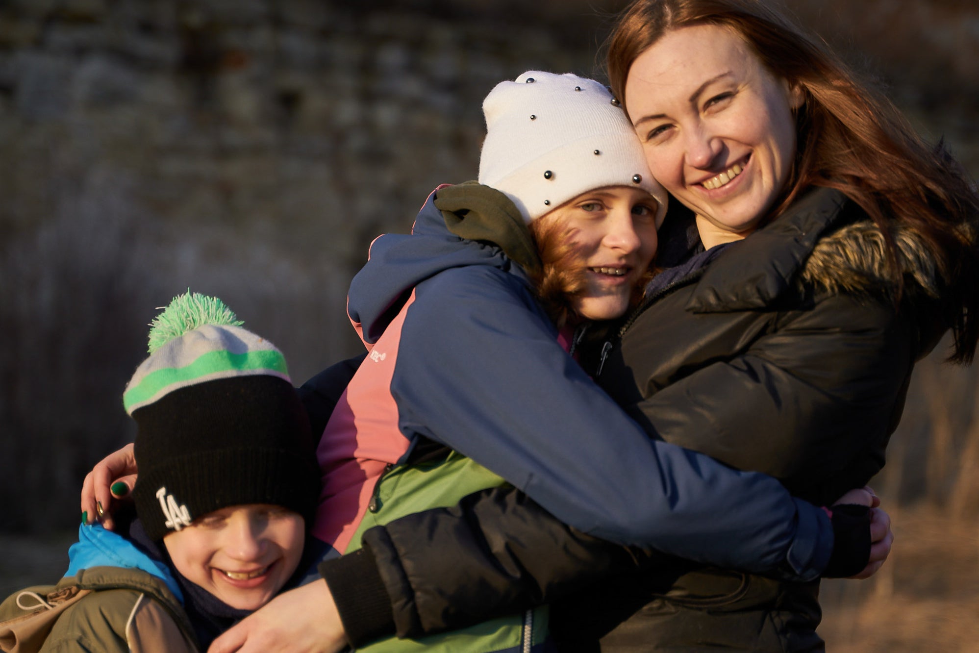 Maria Kondratska and her two children pictured in Ukraine prior to Russia’s invasion