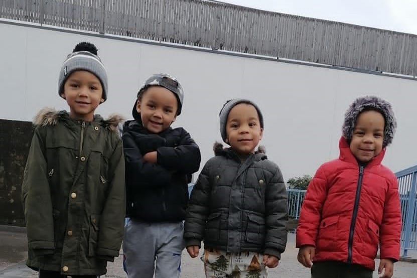 Two sets of twins, Kyson and Bryson Hoath, aged four (left), and Leyton and Logan Hoath, aged three (right) (Family/PA)