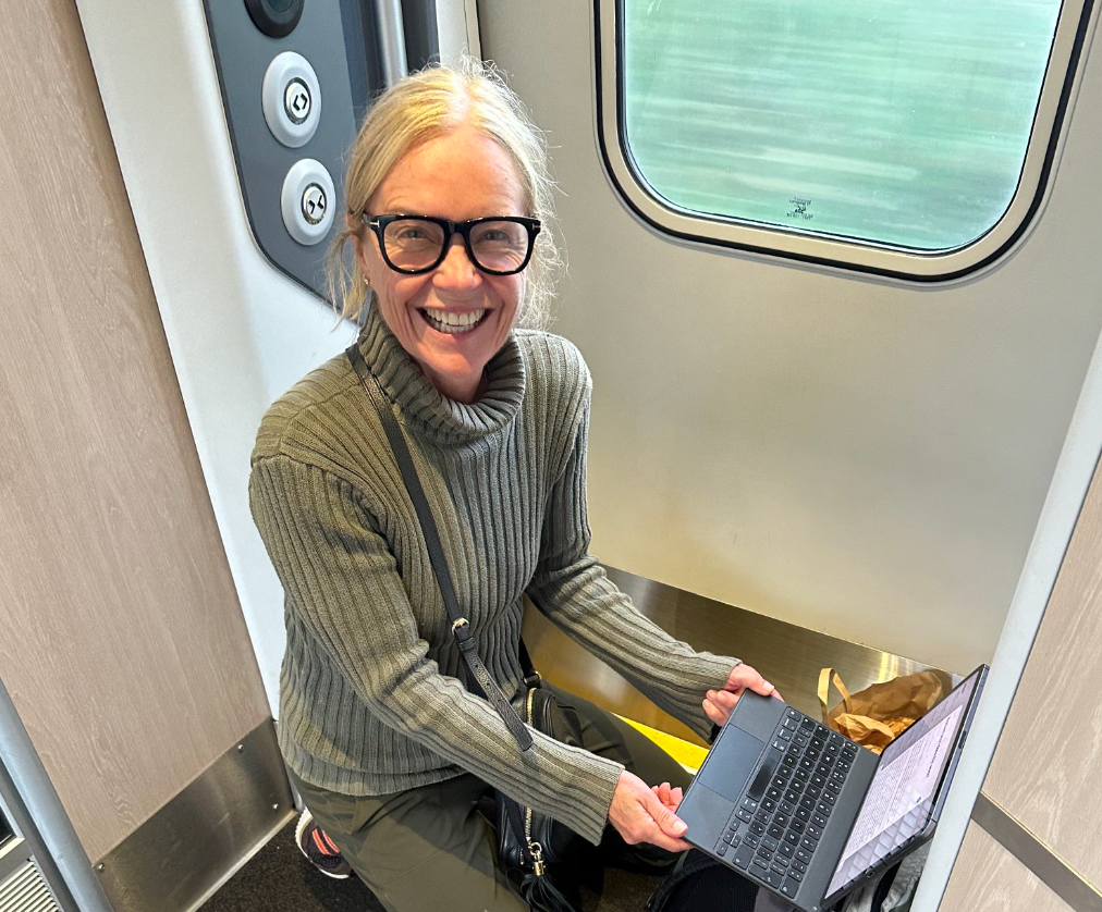 Mariella Frostrup shared a picture of herself seated on the train she had paid a first-class ticket for