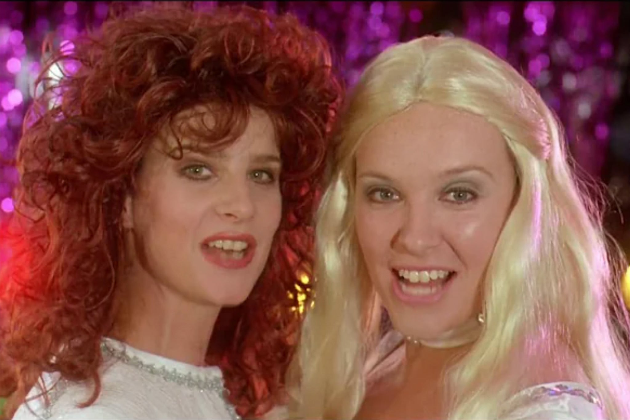 Happy anniversary: Rachel Griffiths (left) and Toni Collette in ‘Muriel’s Wedding’