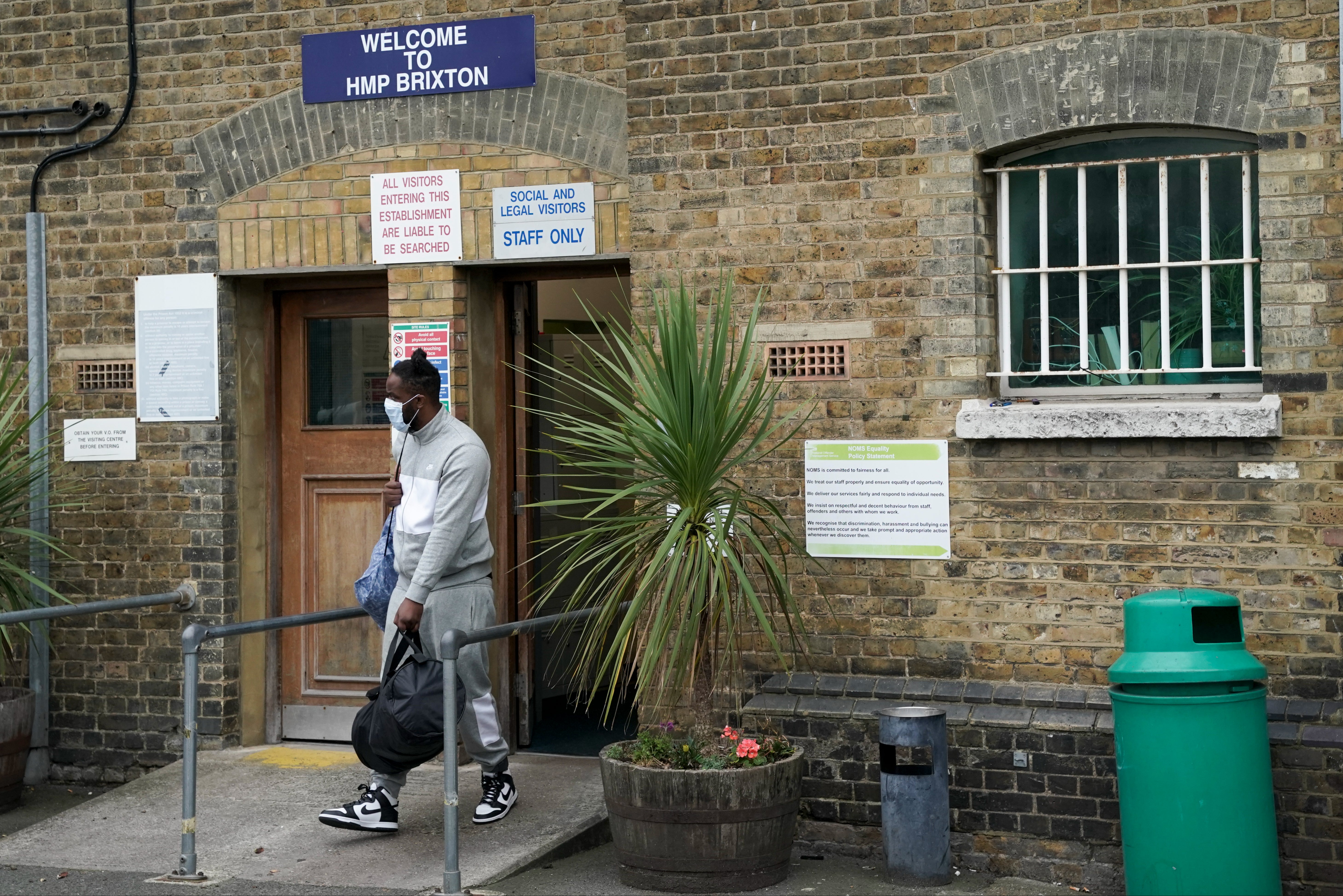 A man is pictured upon release from HMP Brixton