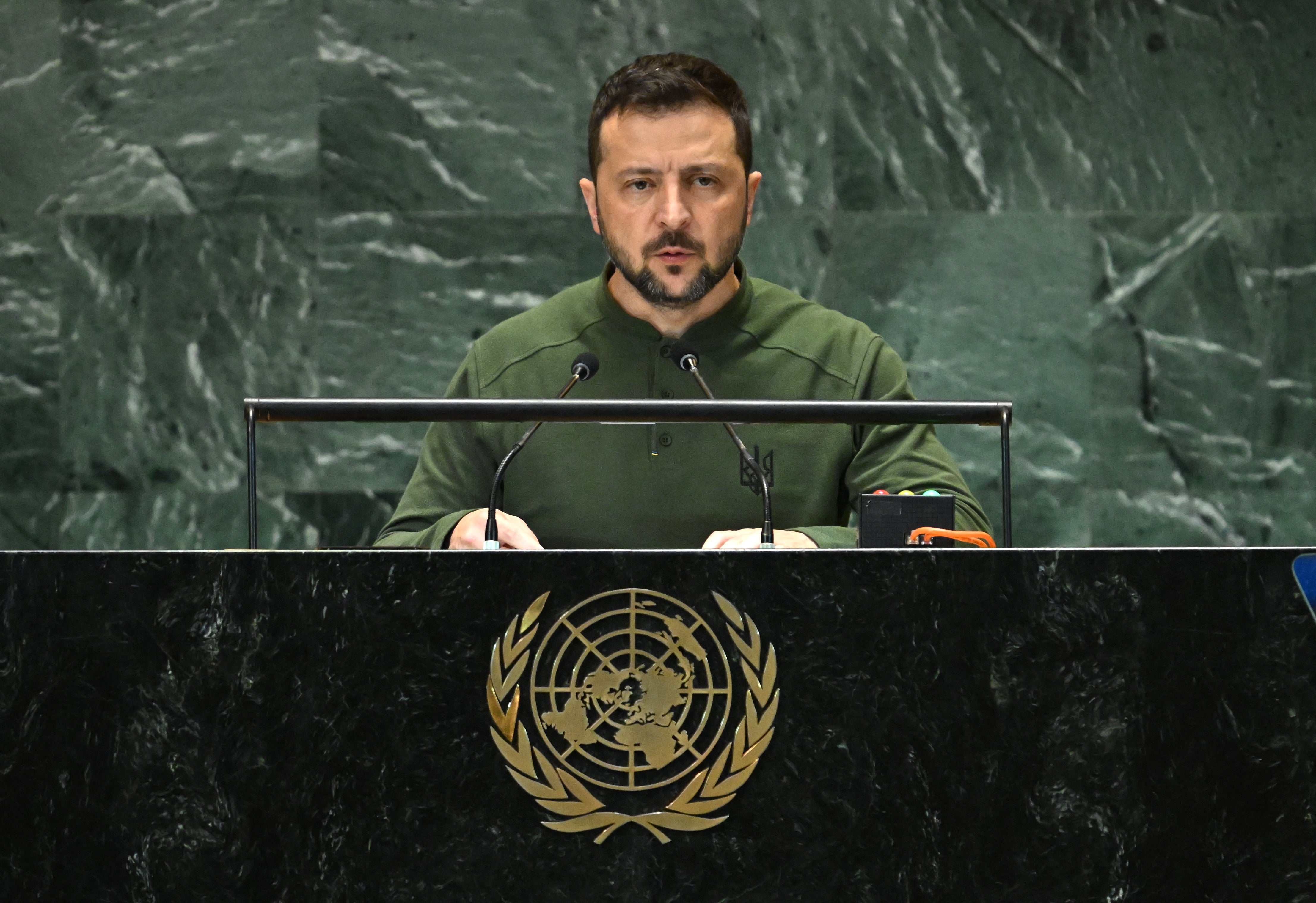 Volodymyr Zelensky speaks during “Summit of the Future” on the sidelines of the UN General Assembly