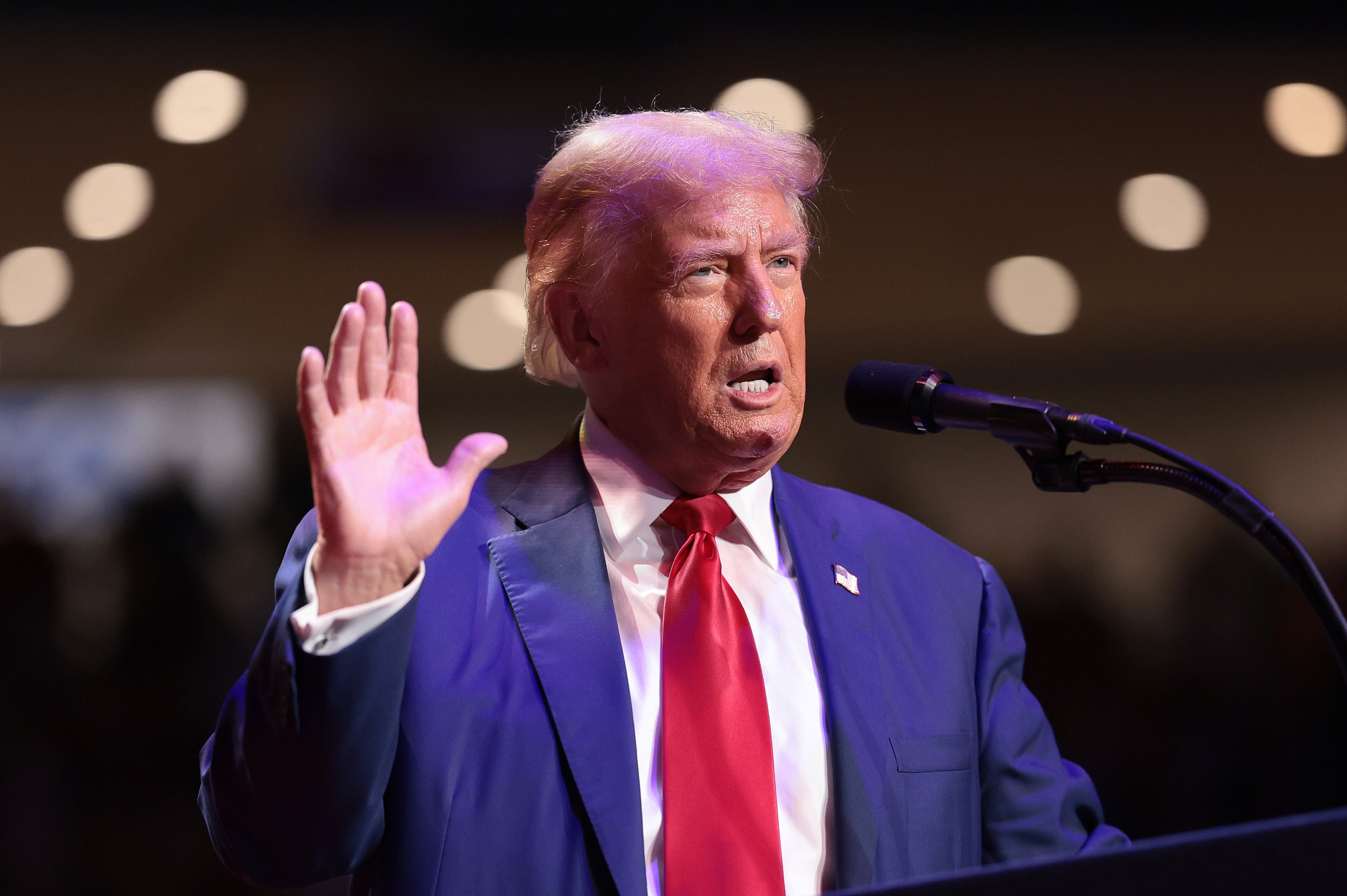 Trump (at a campaign rally on September 23 in Indiana, Pennsylvania) has been obsessing over Harris’s summer job