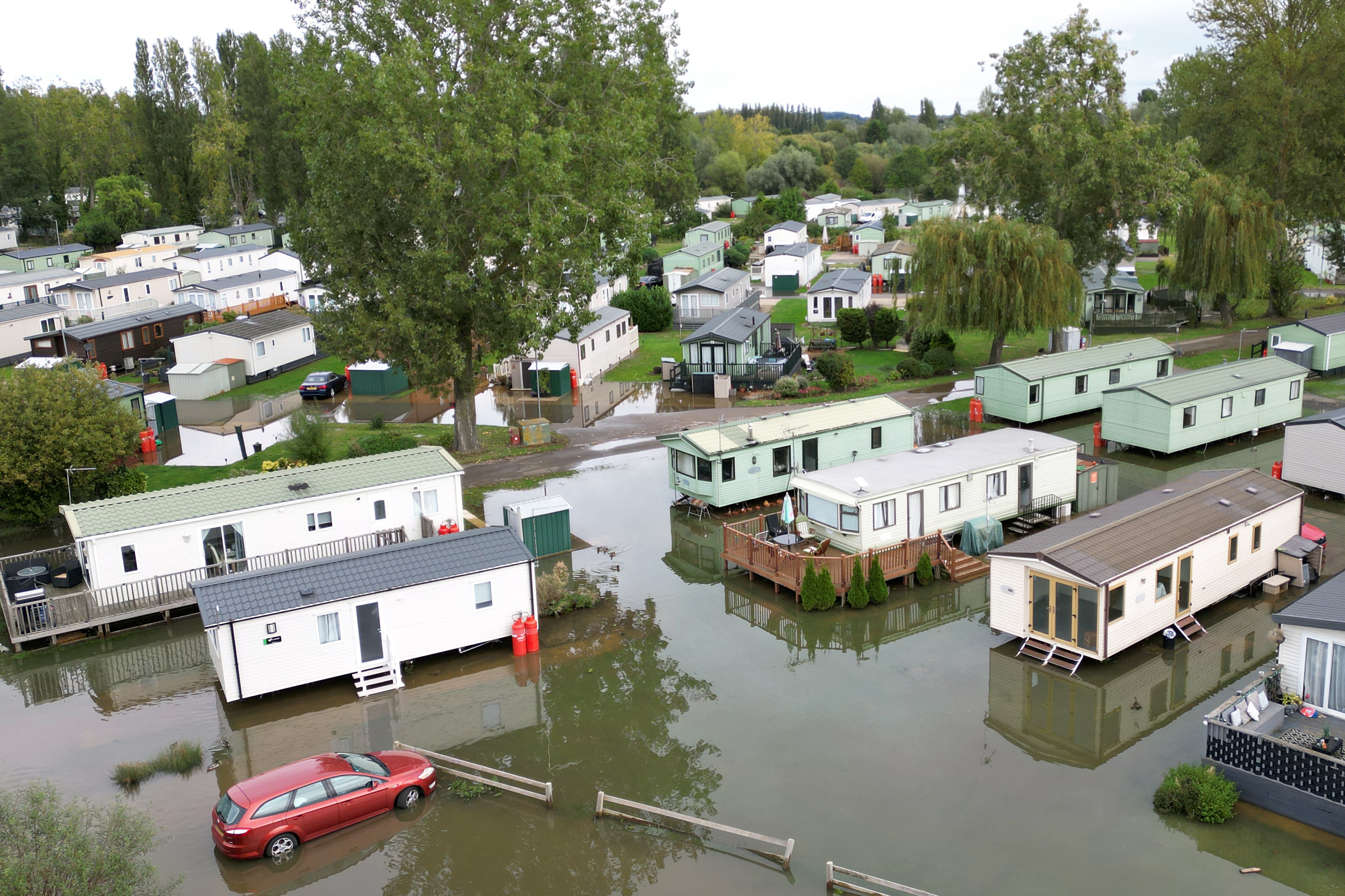 The Billing Aquadrome holiday park, Northamptonshire, where firefighters and police worked until late on Tuesday night as flooding forced 43 residents to evacuate