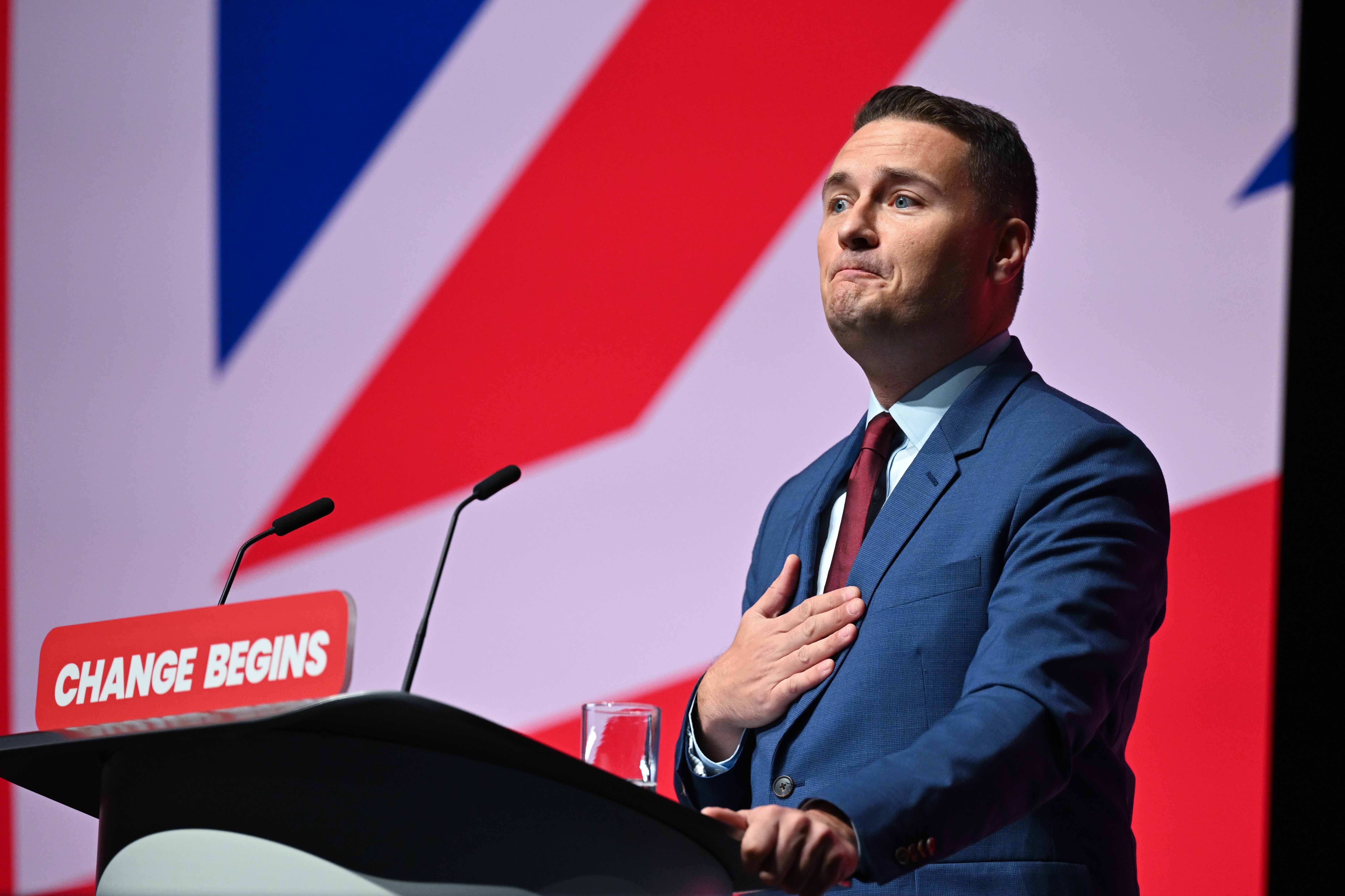 Wes Streeting, Secretary of State for Health and Social Care, speaks during the Labour Party Conference