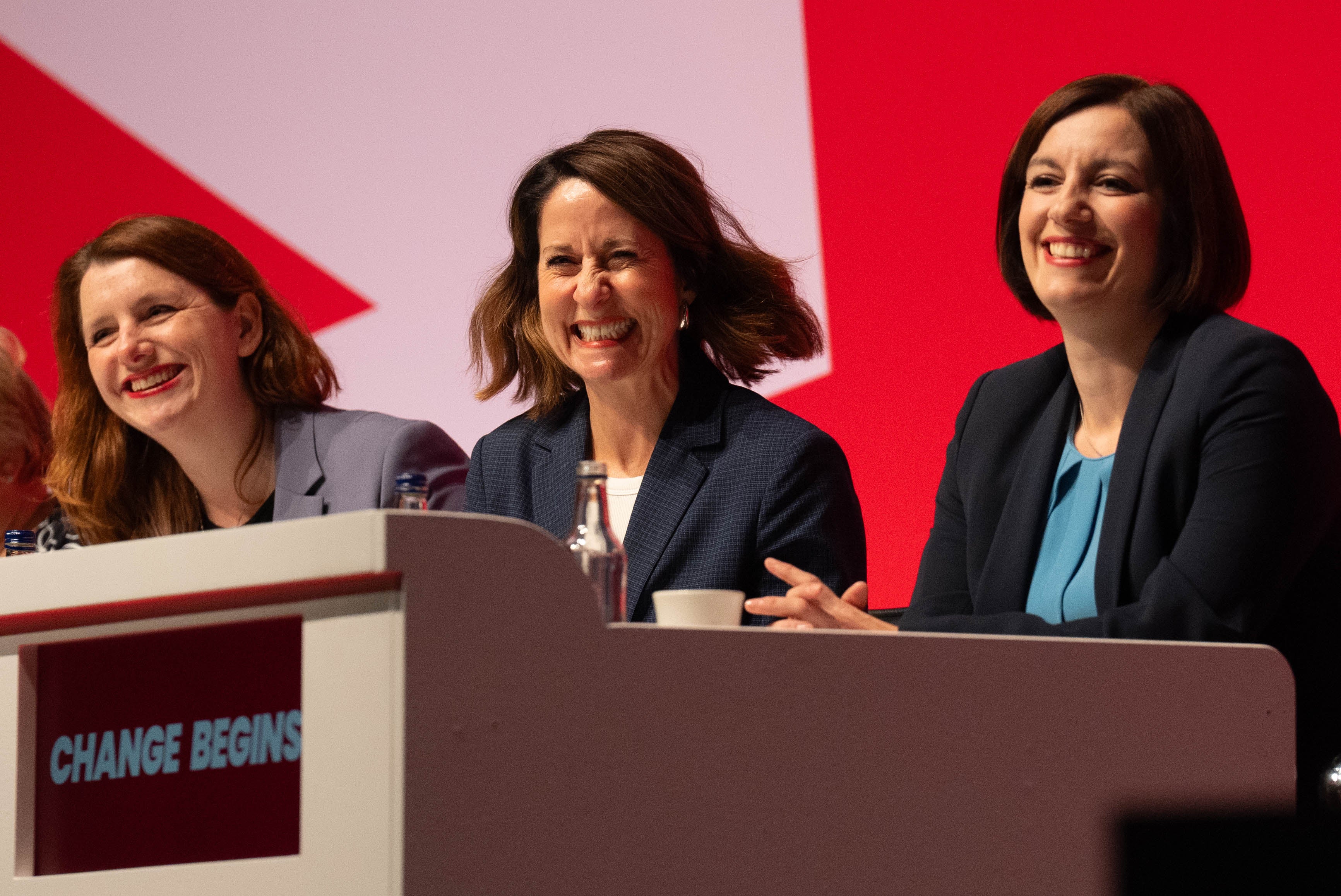 From left Work and Pensions minister Alison McGovern, Secretary of State for Work and Pensions, Liz Kendall and Education secretary, Bridget Phillipson