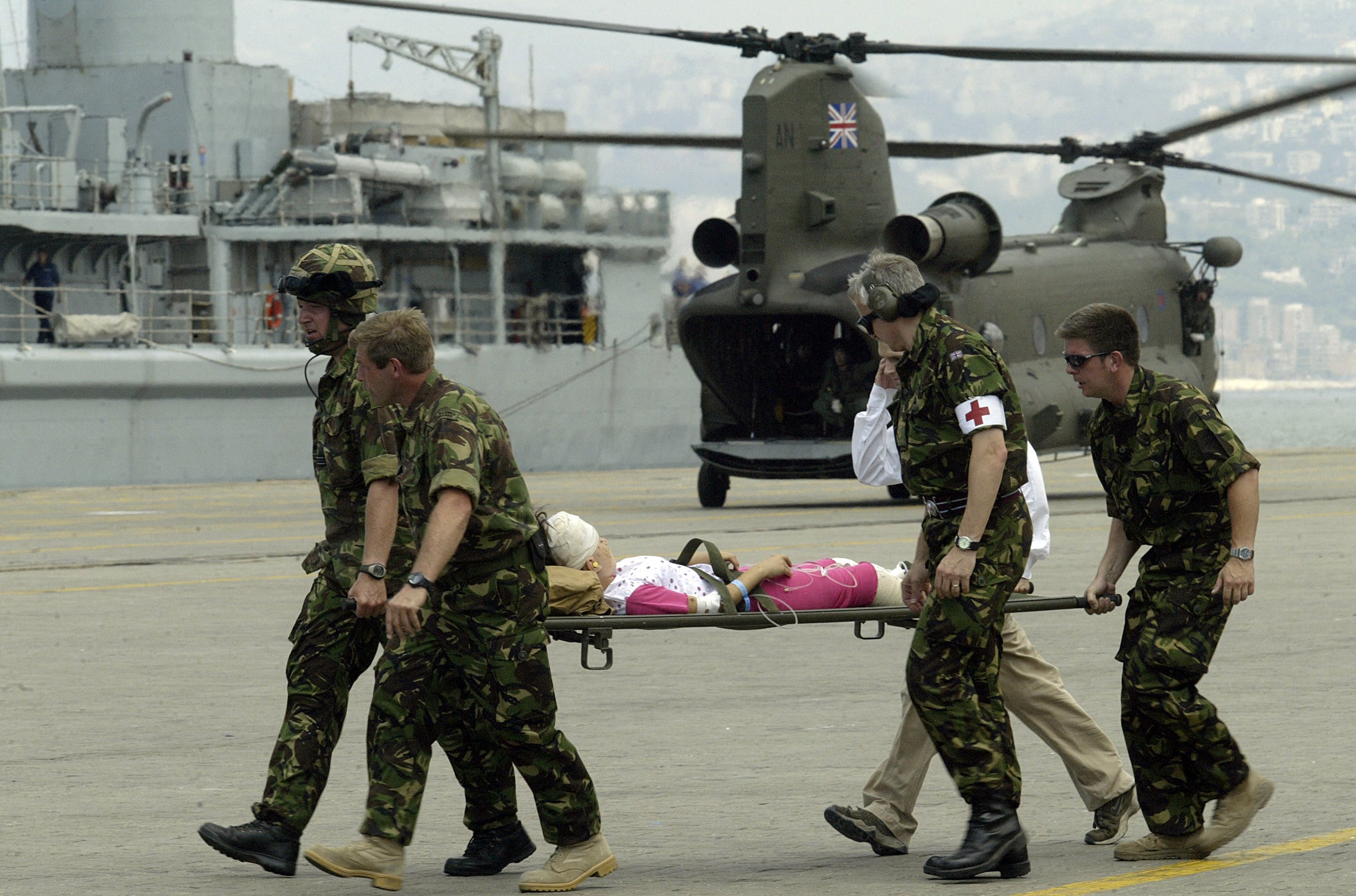 ‘Landing on the dockside right next to the evacuees, the three of us were turfed out and our places swiftly taken by the most seriously injured who were stretchered on board’