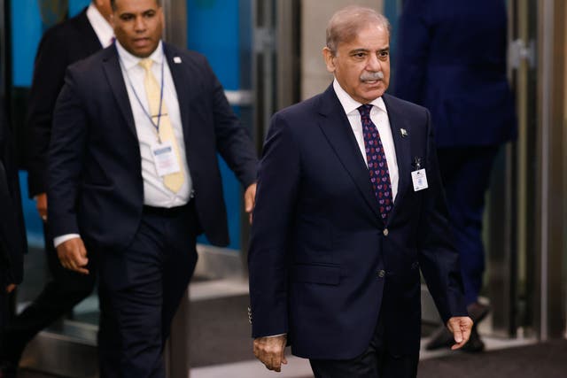 <p>Pakistan Prime Minister Shehbaz Sharif, arrives for the 79th session of the United Nations General Assembly, Tuesday, 24 Sept 2024, at UN headquarters</p>