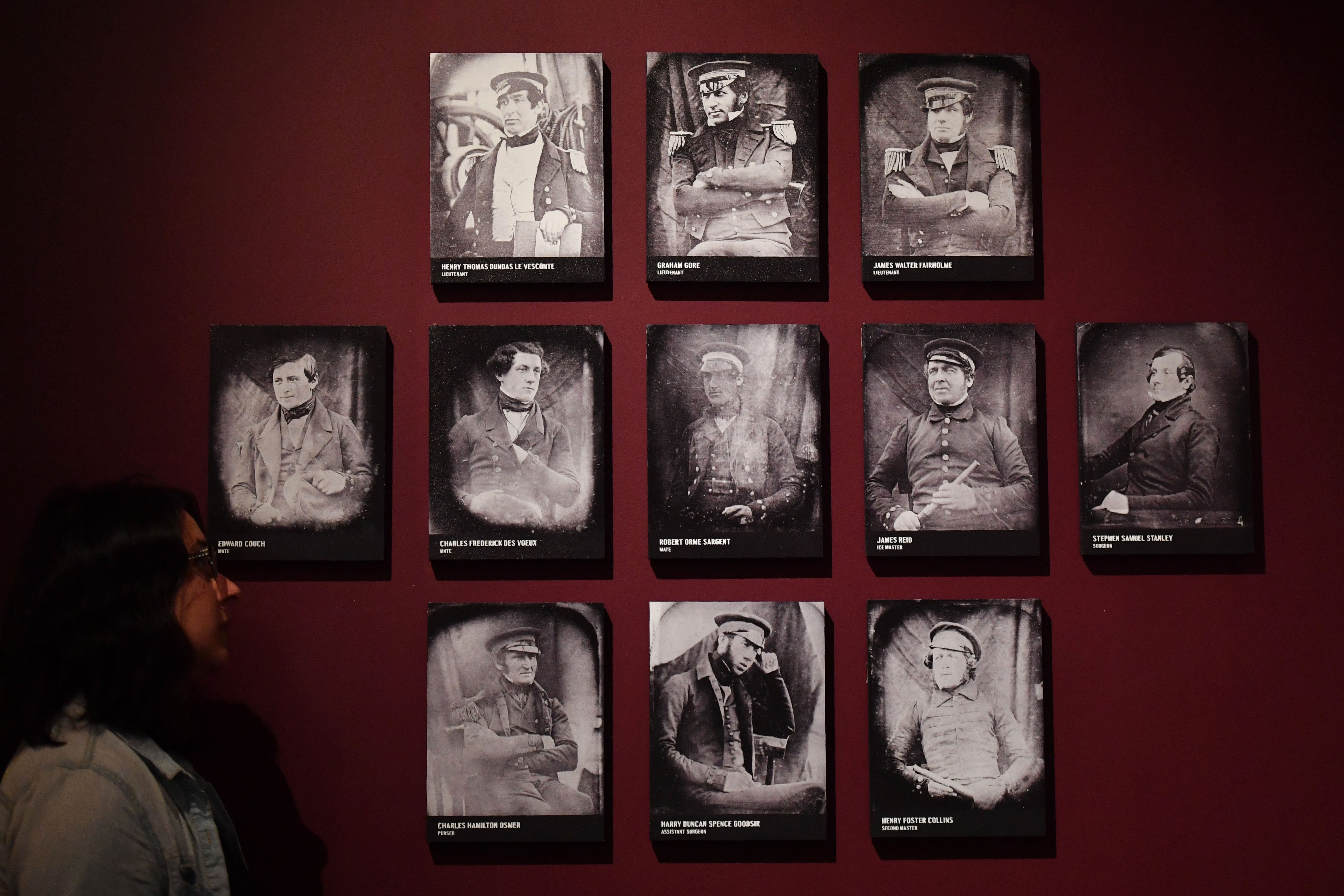 Portraits of Sir John Franklin’s crew during an exhibition at the National Maritime Museum in Greenwich, London