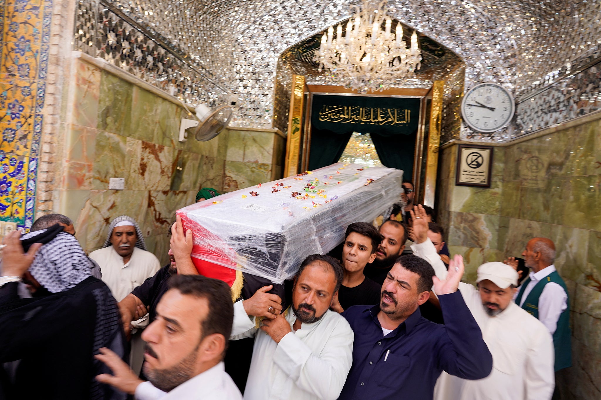 The funeral of an Iraqi man who was killed by an Israeli airstrike in southern Lebanon