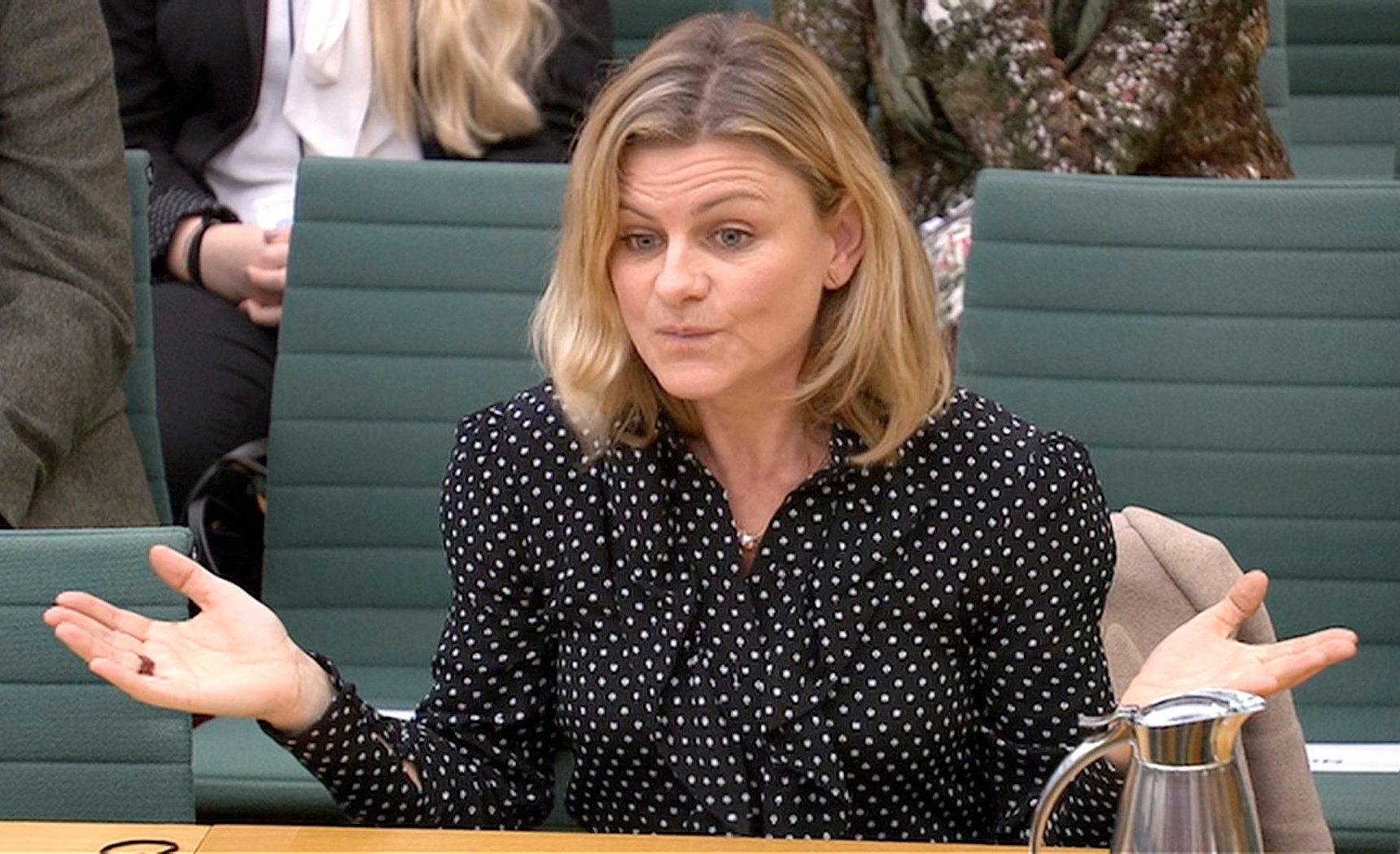 Perkins speaking to the Women and Equalities Committee about her experience with NDAs in 2018