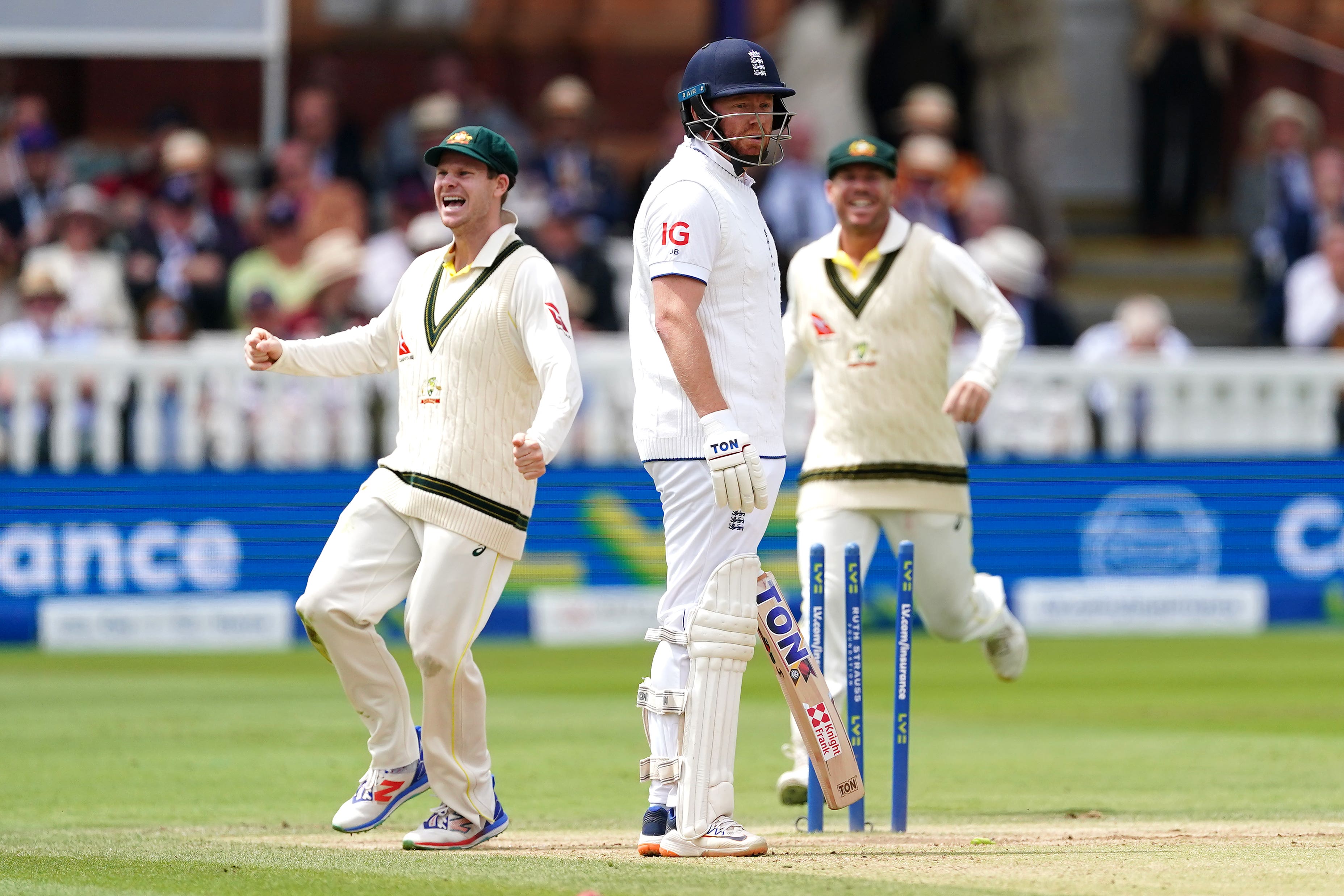 The stumping of Jonny Bairstow, centre, in last year’s Lord’s Ashes Test created a furore (Mike Egerton/PA)