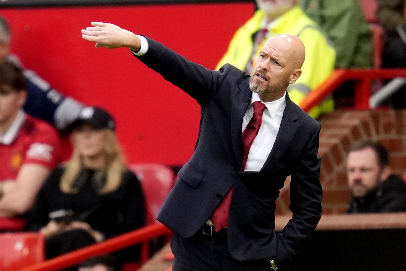 Manchester United manager Erik ten Hag gestures on the touchline during the Premier League match at Old Trafford, Manchester. Picture date: Sunday September 1, 2024.