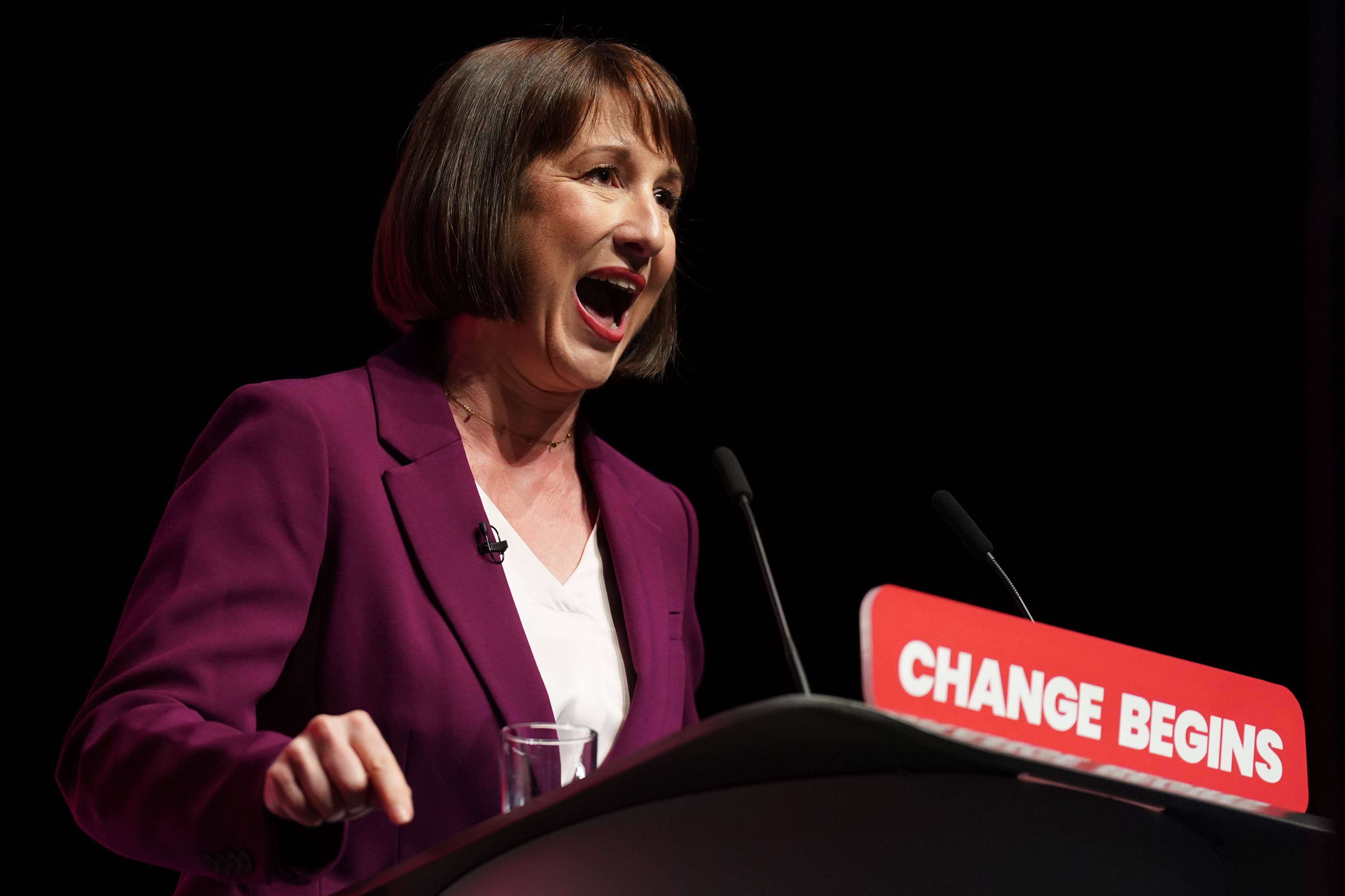 Chancellor of the Exchequer Rachel Reeves delivers her speech at the Labour Party Conference at the ACC Liverpool (Stefan Rousseau/PA)