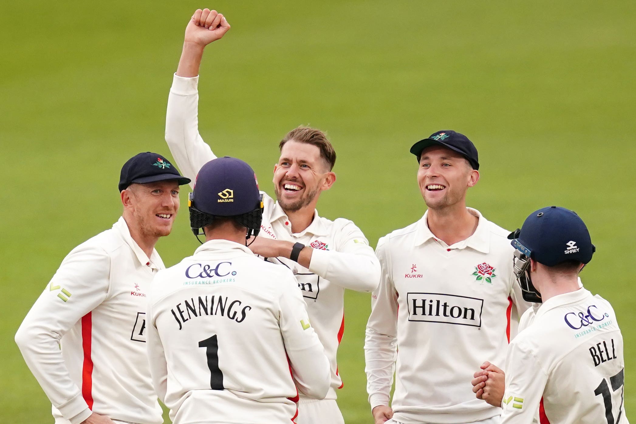 Tom Bailey (third left) was in the wickets as Lancashire battled to avoid relegation from Division One of the Vitality County Championship at Worcester (Martin Rickett/PA)