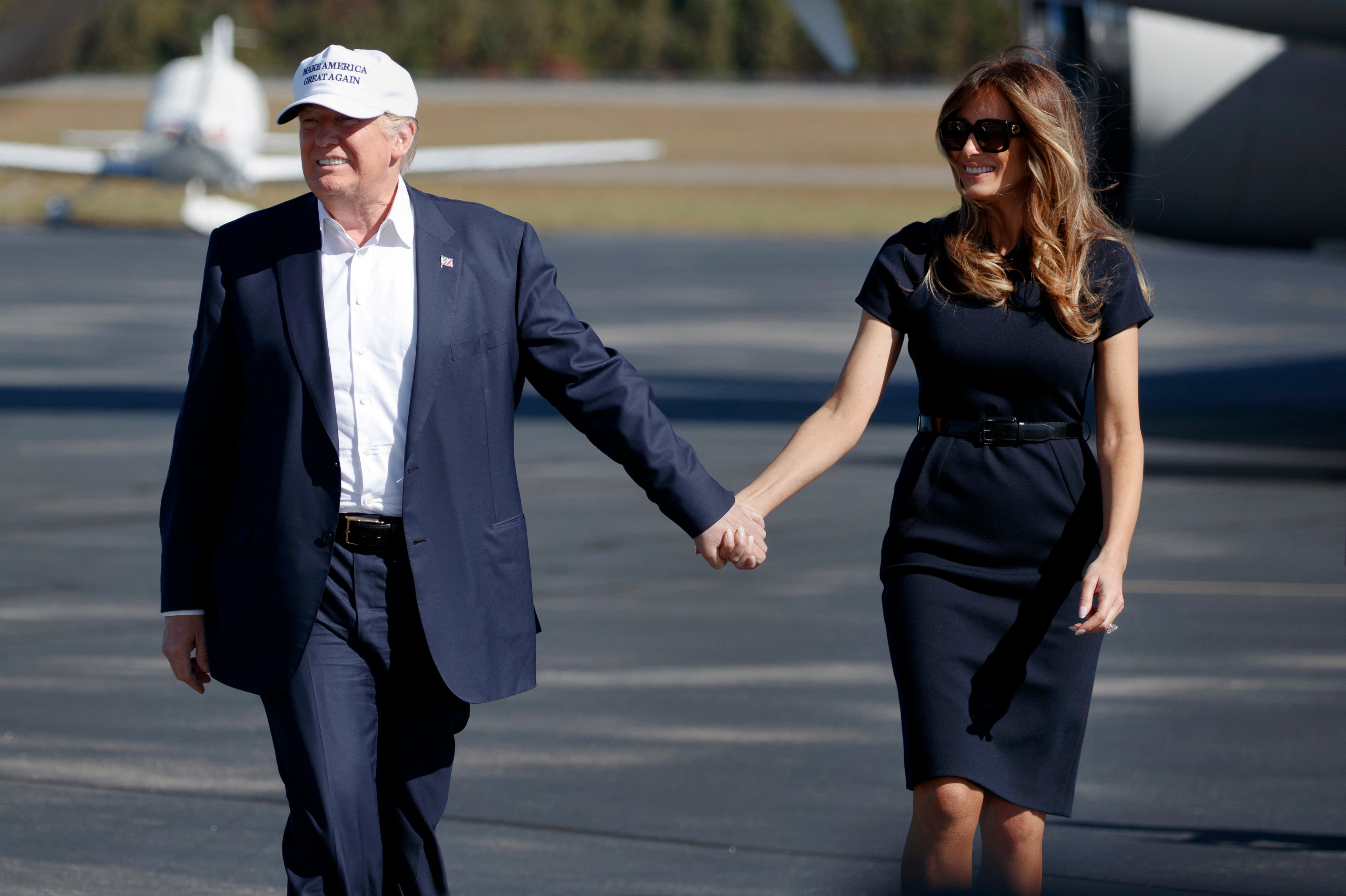 Republican presidential candidate Donald Trump and his wife Melania (arriving at a campaign rally in Wilmington, North Carolina, in 2016) have revealed differing views on reproductive rights