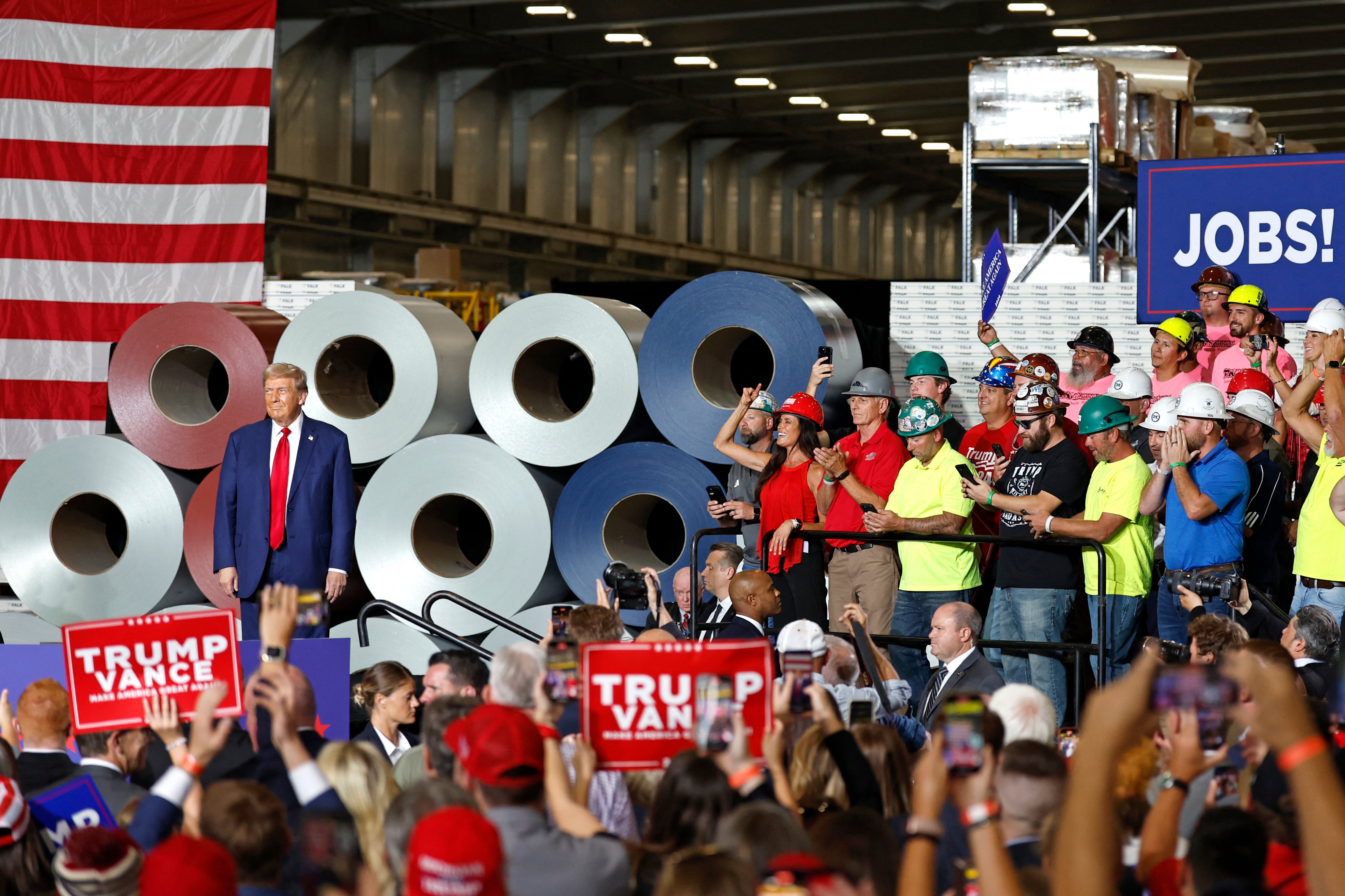 Trump attacked Kamala Harris on immigration at the rally, just hours before she visited the US-Mexico border