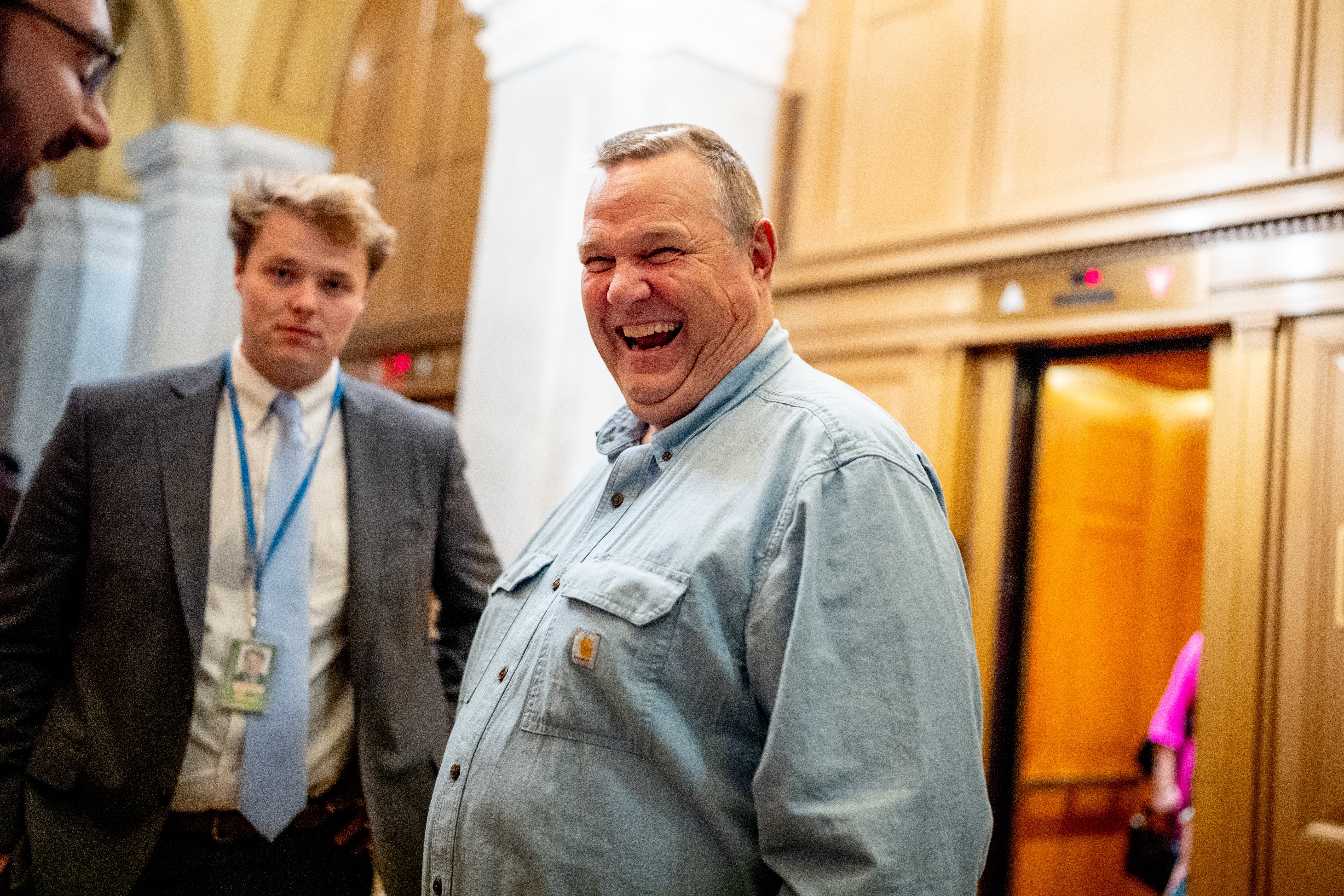 Sen. Jon Tester (D-MT) speaks with reporters on Capitol Hill on June 11, 2024 in Washington, DC. Congressional lawmakers return to work on Capitol Hill.