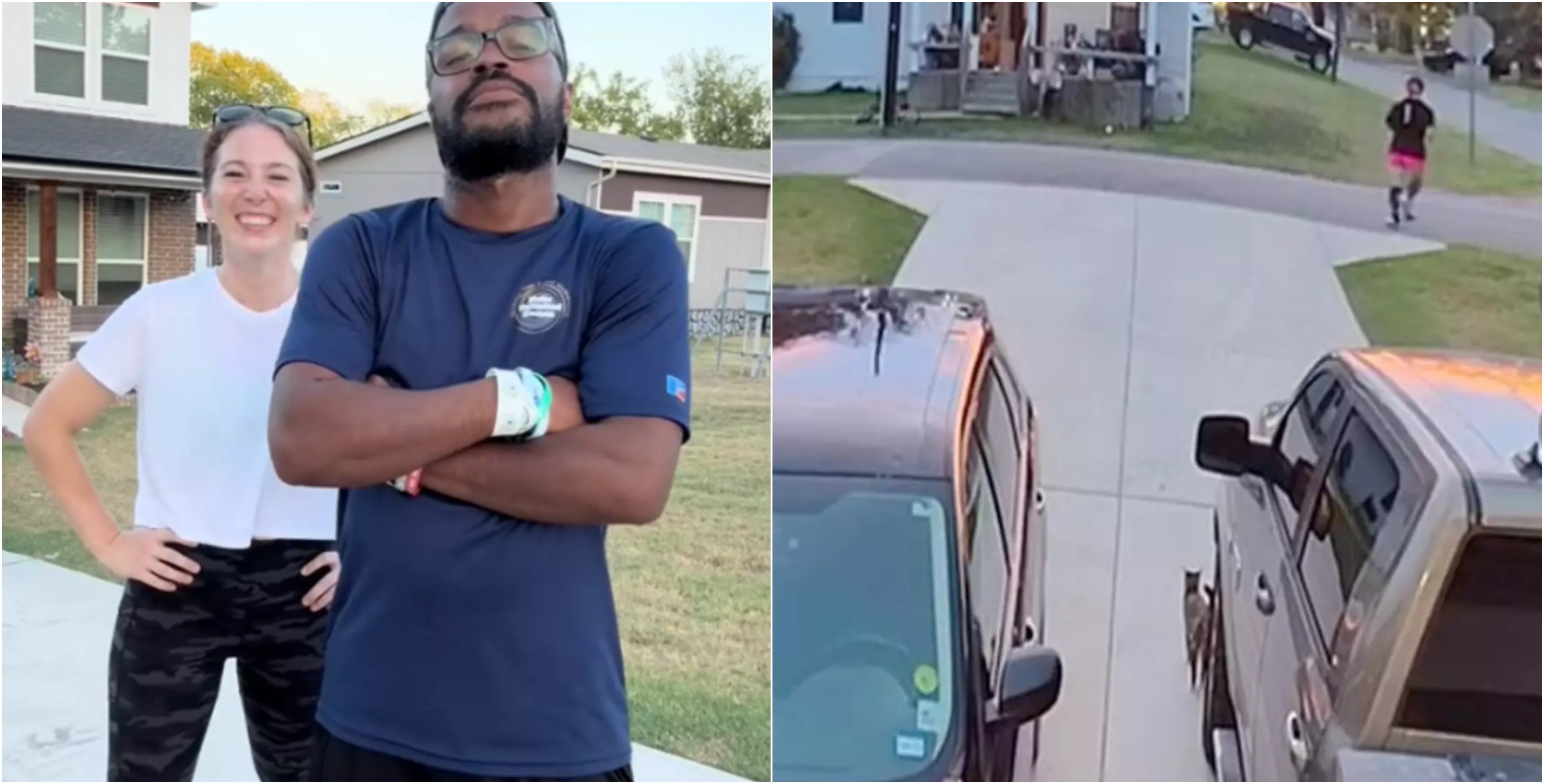 A mother was stopped by a concerned neighbor during her morning jog and footage of it has gone viral