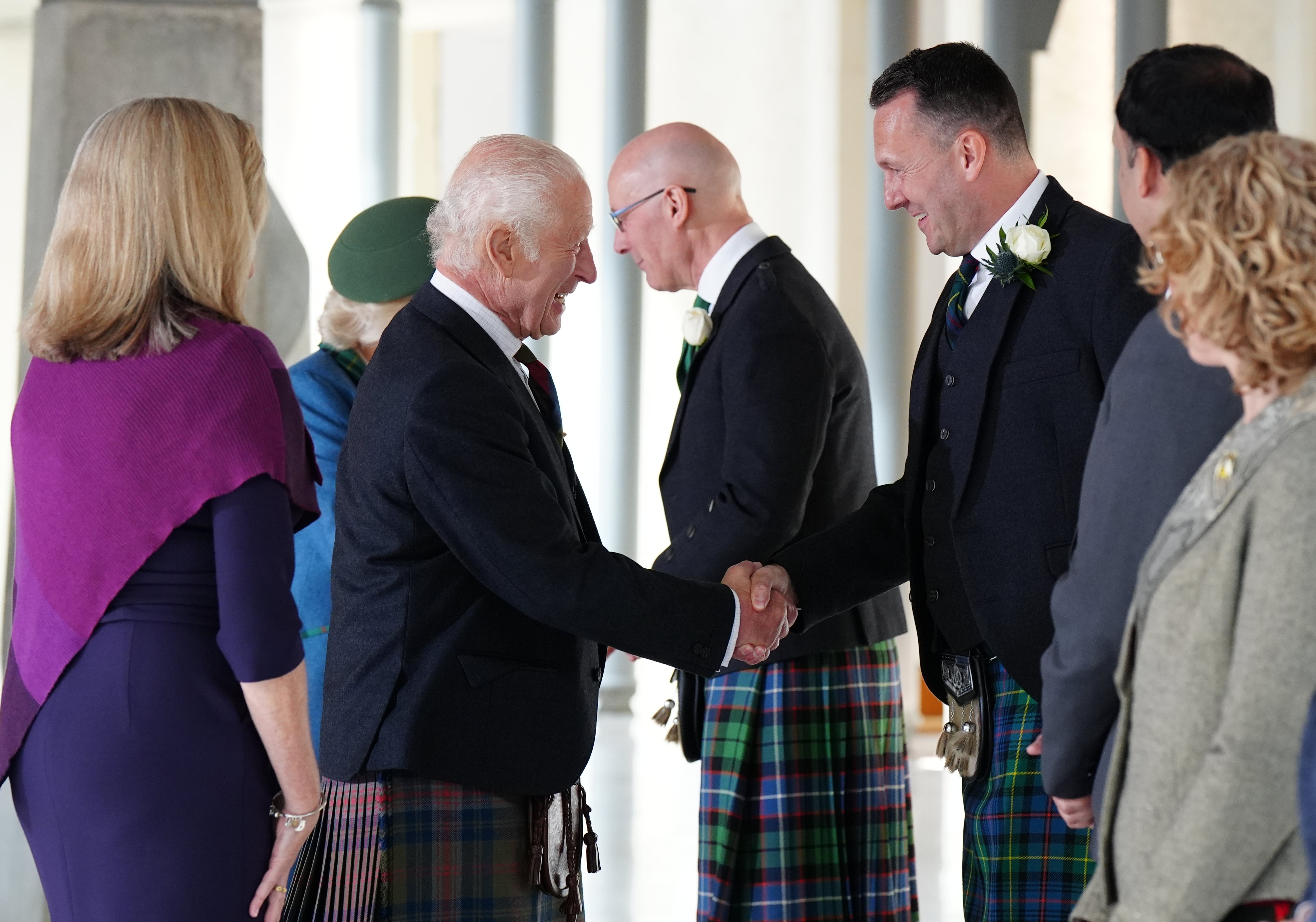 King Charles being introduced to the new Scottish Conservative leader Russell Findlay in Holyrood