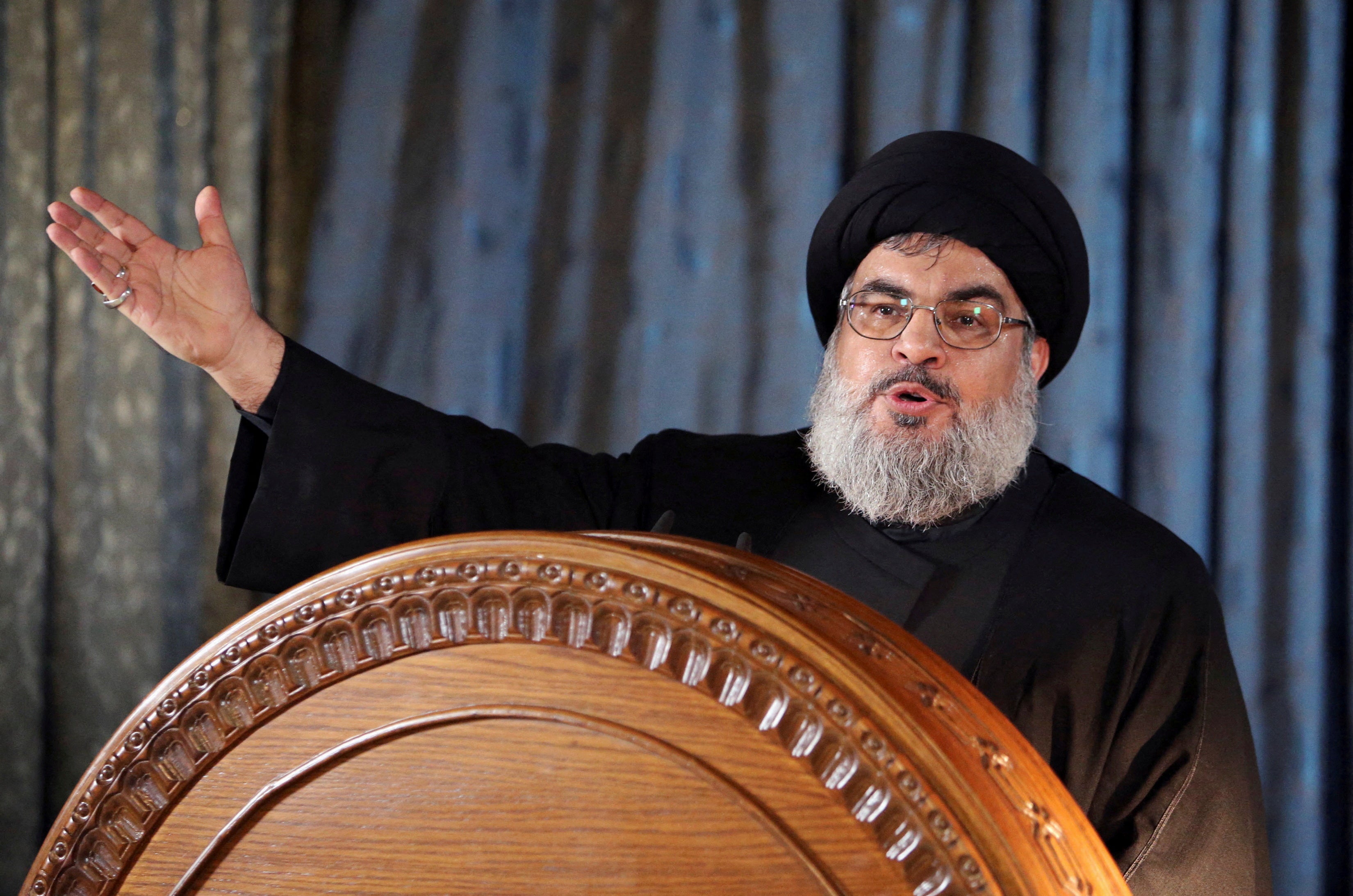 Lebanon's Hezbollah leader Hassan Nasrallah, photographed in November 2013, was killed on Friday in an Israeli airstrike