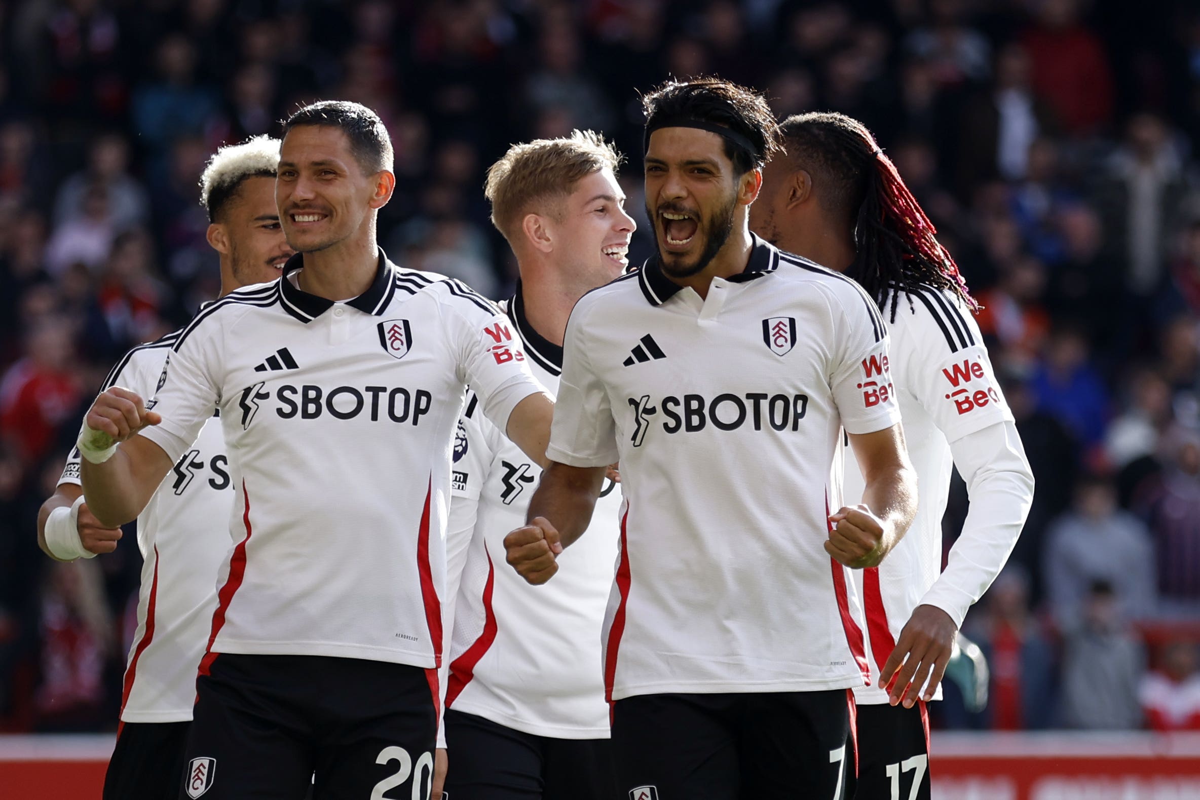 Raul Jimenez (right) celebrates scoring the only goal of the game (Nigel French/PA)