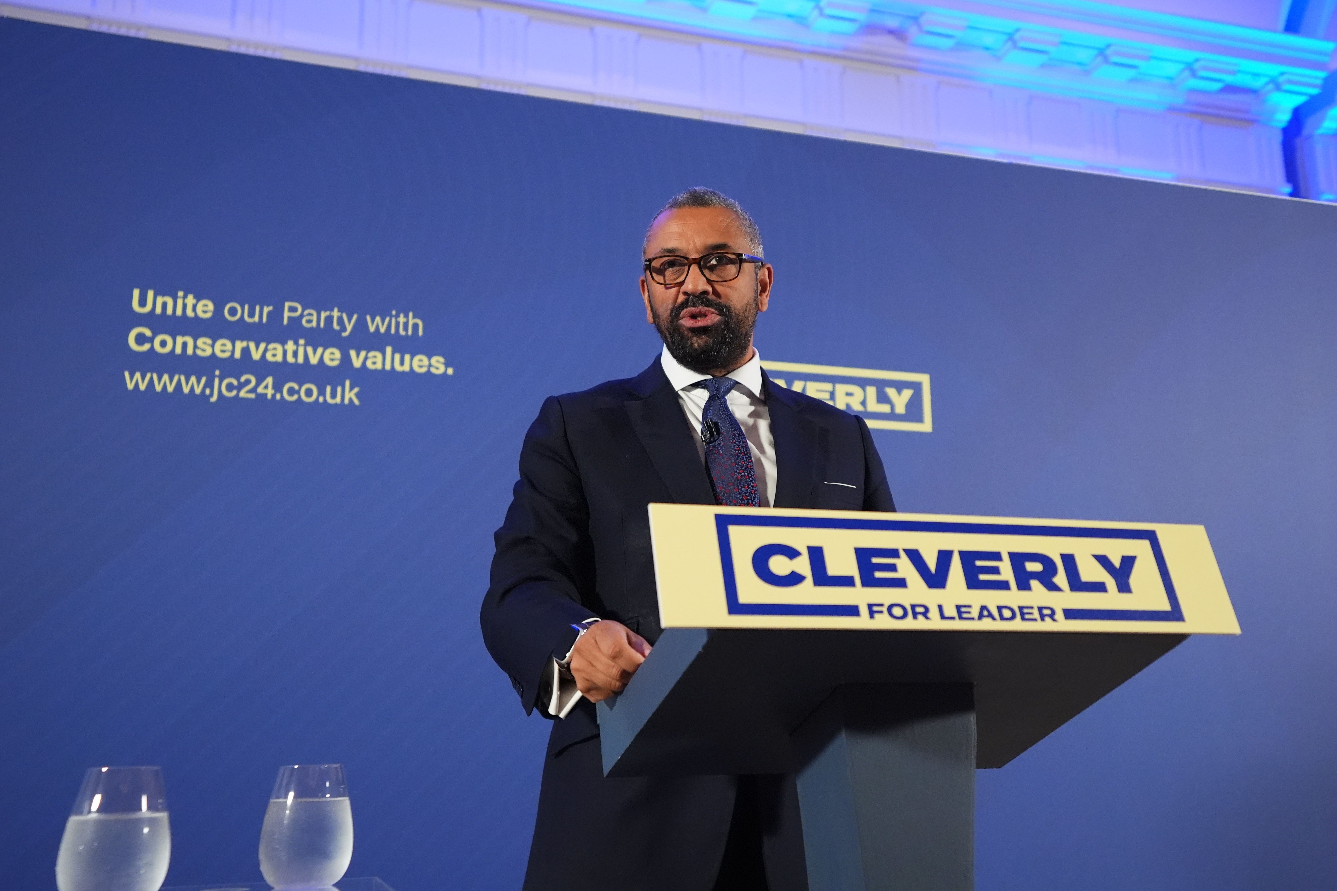 Conservative Party leadership hopeful James Cleverly (James Manning/PA)