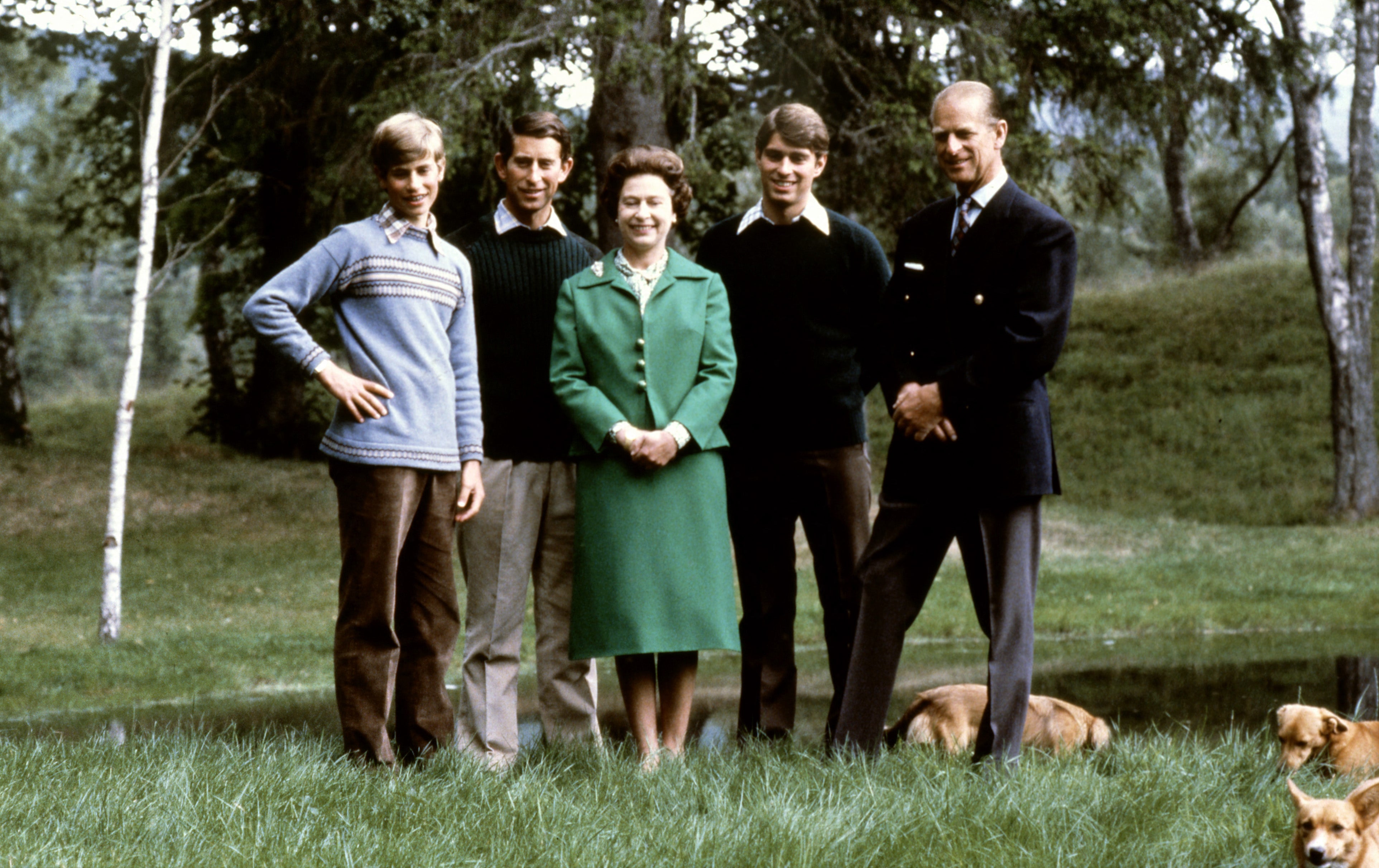 The late Queen and her children at Balmoral, 1979