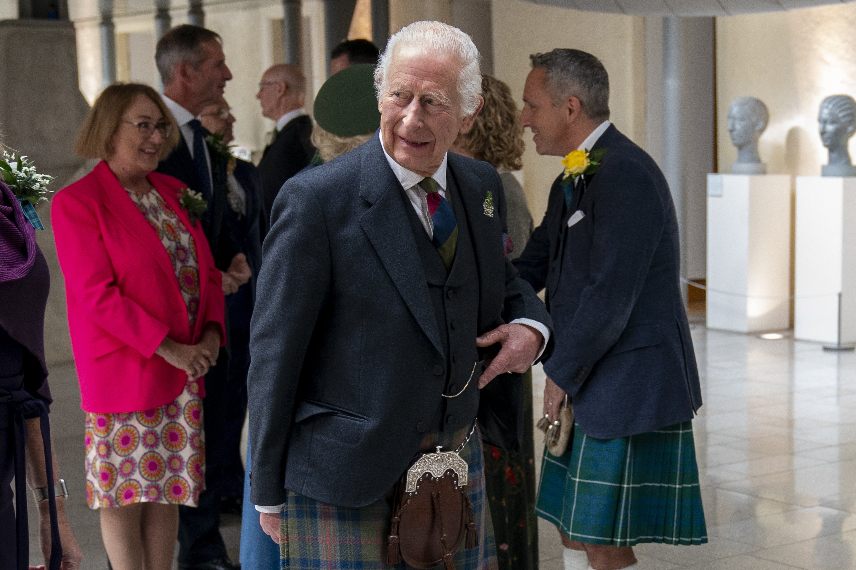 King Charles arrives at the Scottish Parliament at Holyrood in Edinburgh for an event to mark its 25th anniversary