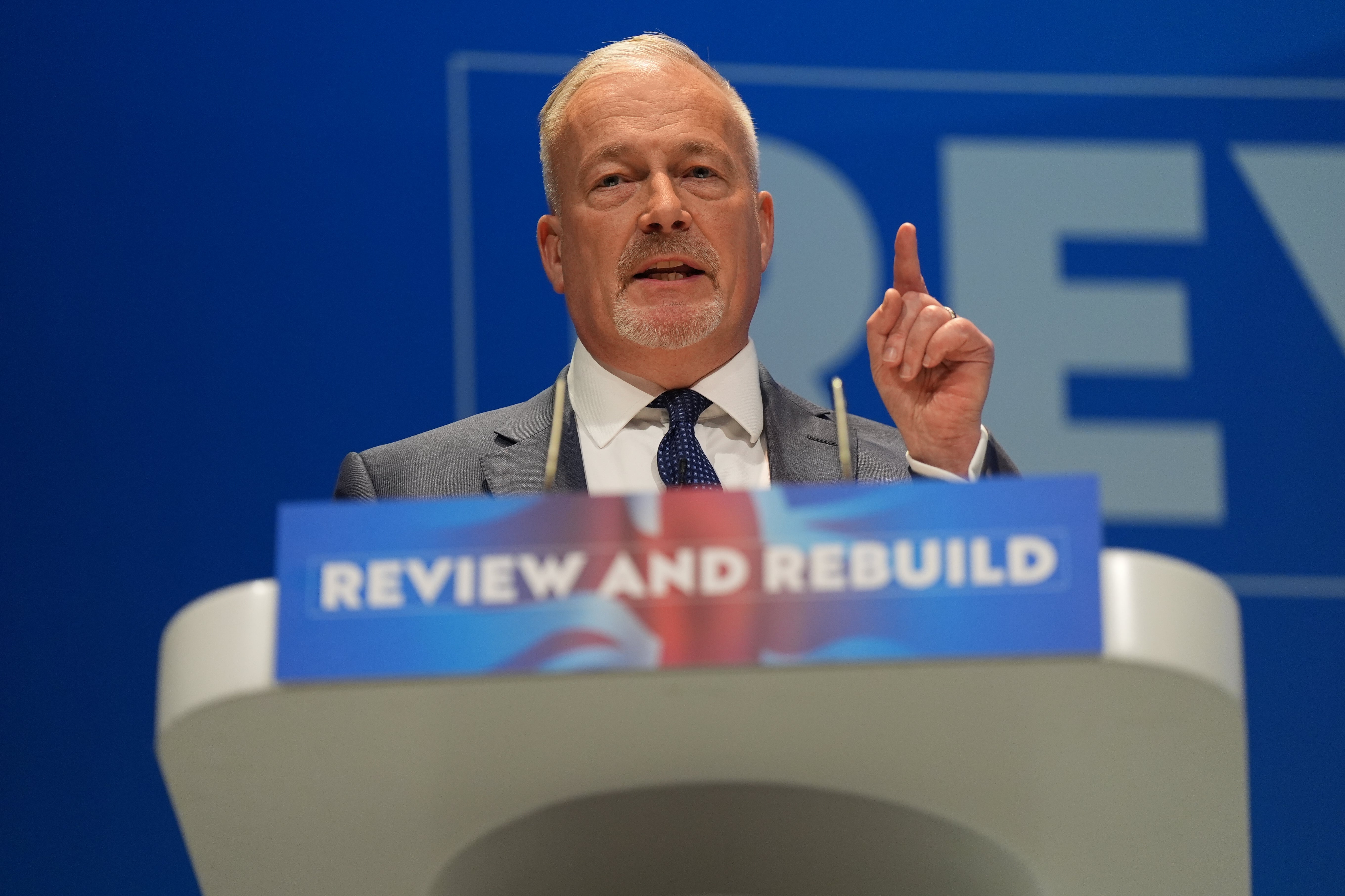 Party Chairman Richard Fuller, speaking during the Conservative Party Conference at International Convention Centre in Birmingham