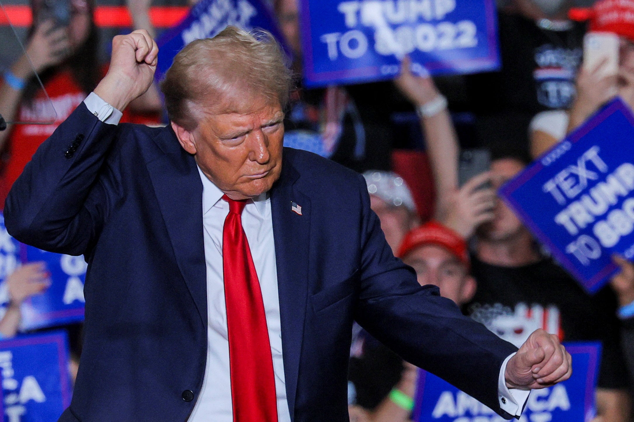 Trump dances at his rally in Erie , Pennsylvania on September 29