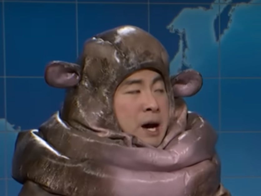 “SNL’s Bowen Yang referenced Chappell Roan while dressed as Moo Deng.”