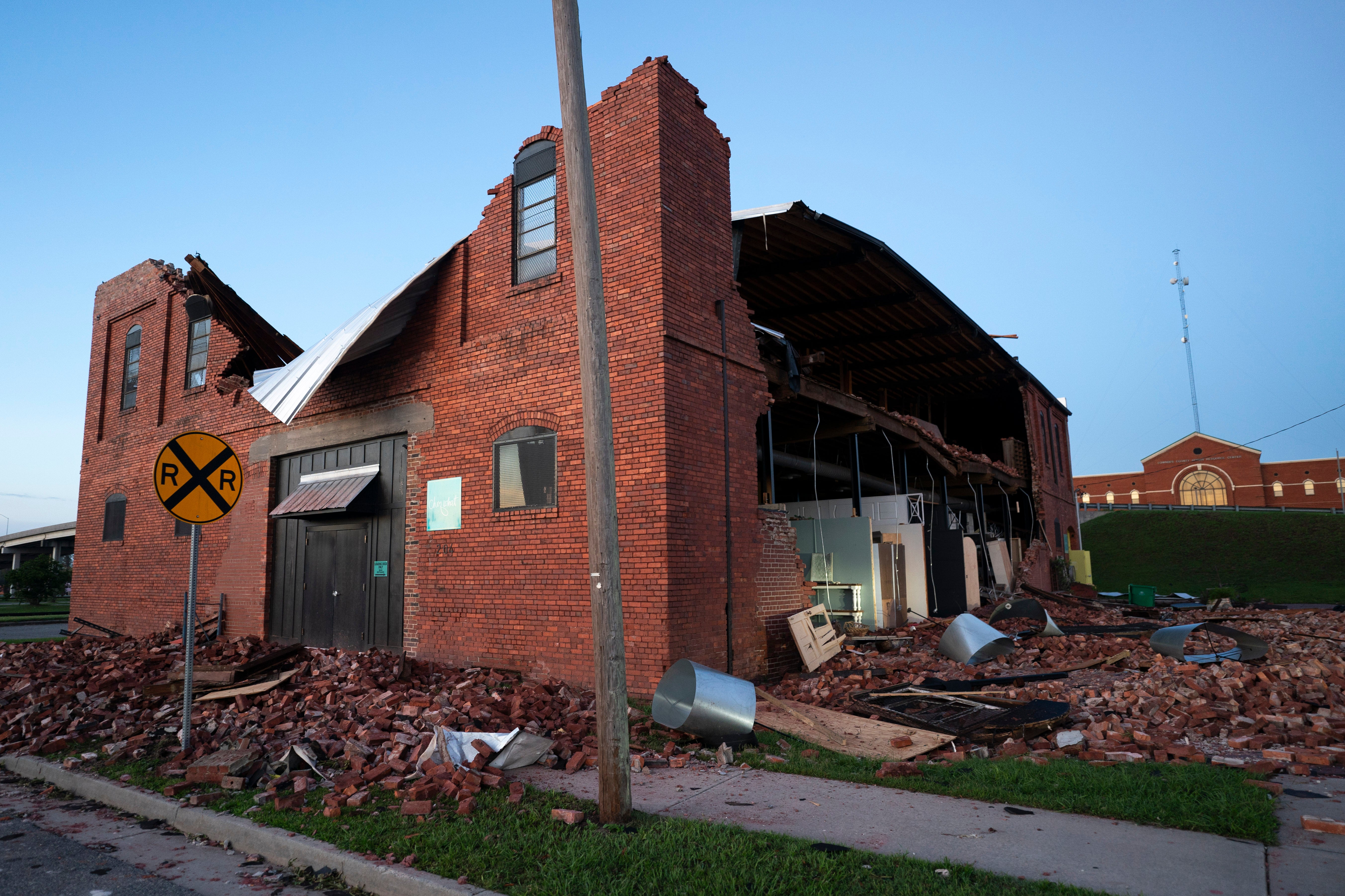 A view of storm damage at Chez What in the aftermath of Hurricane Helene on September 28 in Valdosta, Georgia