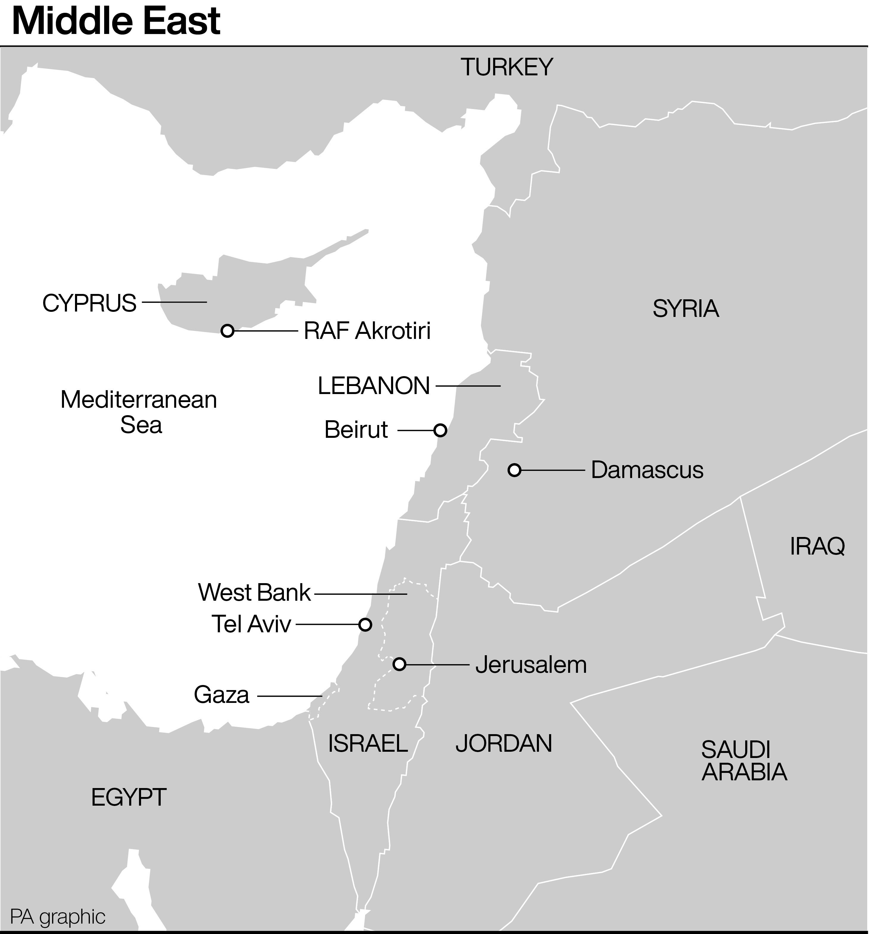 A map of the Middle East