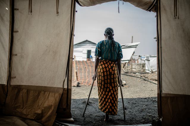 <p>This woman, a 42-year-old mother of four, was raped in the Bulengo displacement camp, where she had fled war in eastern Congo</p>