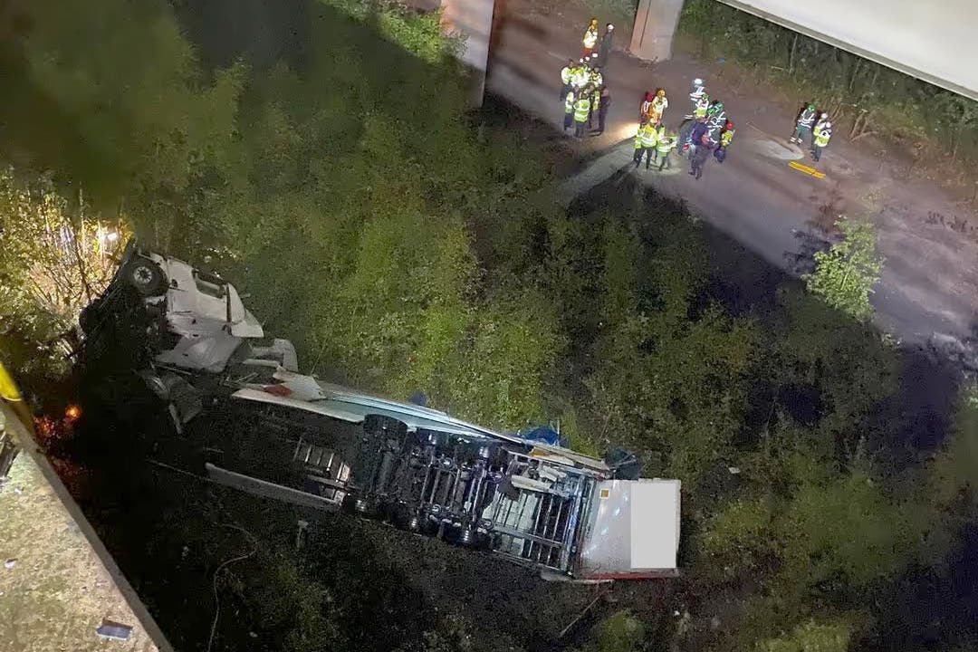 The scene under the viaduct (Cheshire Fire and Rescue Service/PA)