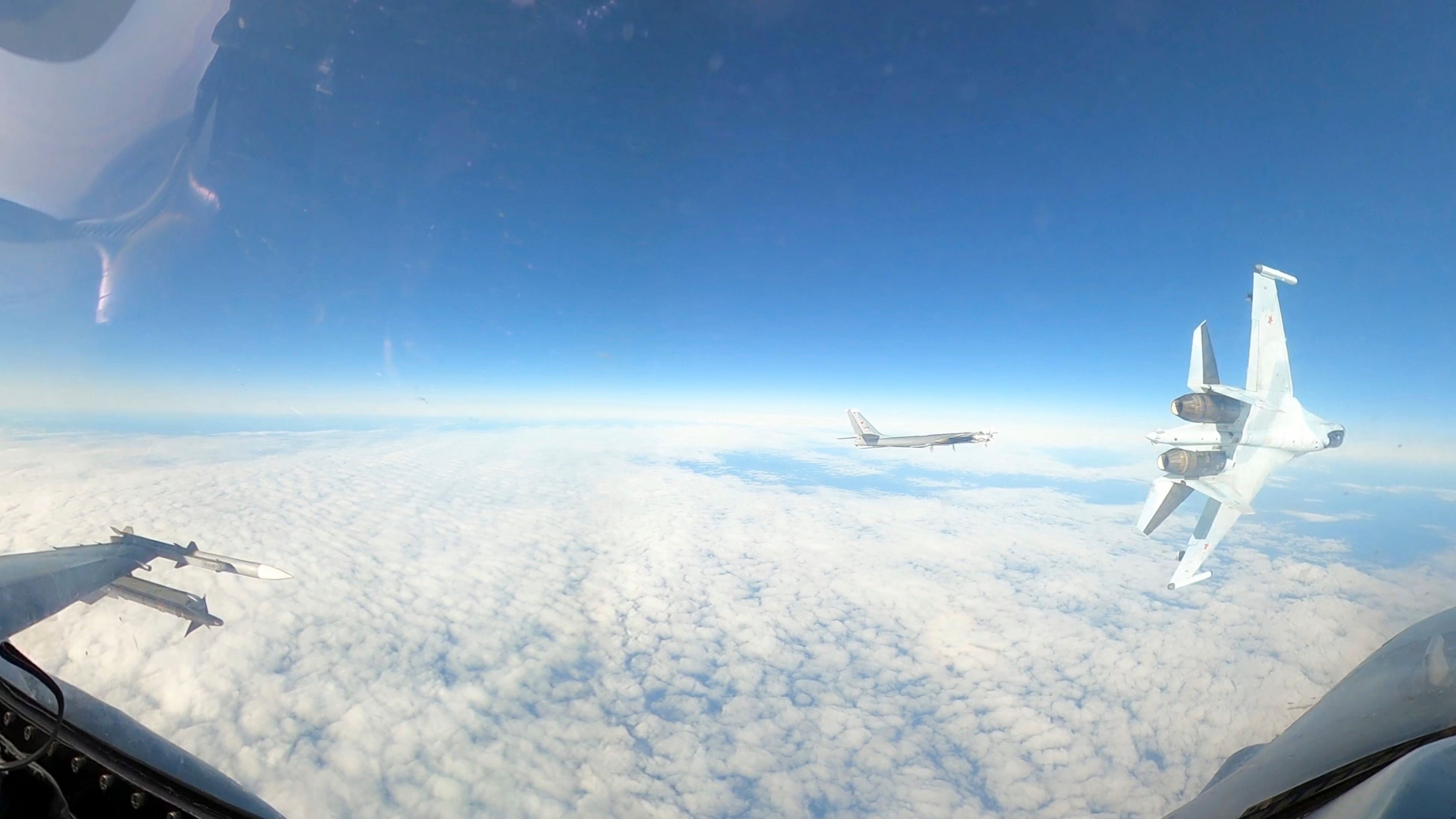 Image taken from video, a U.S. Air Force F-16 operating under the direction of North American Aerospace Defense Command