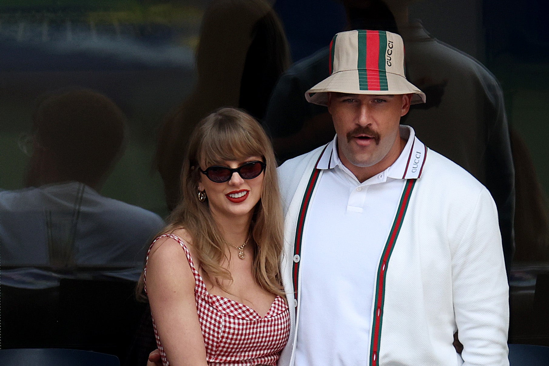 Singer-songwriter Taylor Swift and Travis Kelce of the Kansas City Chiefs attend the Men's Singles Final match between Taylor Fritz of the United States and Jannik Sinner of Italy on Day Fourteen of the 2024 US Open on September 8, 2024