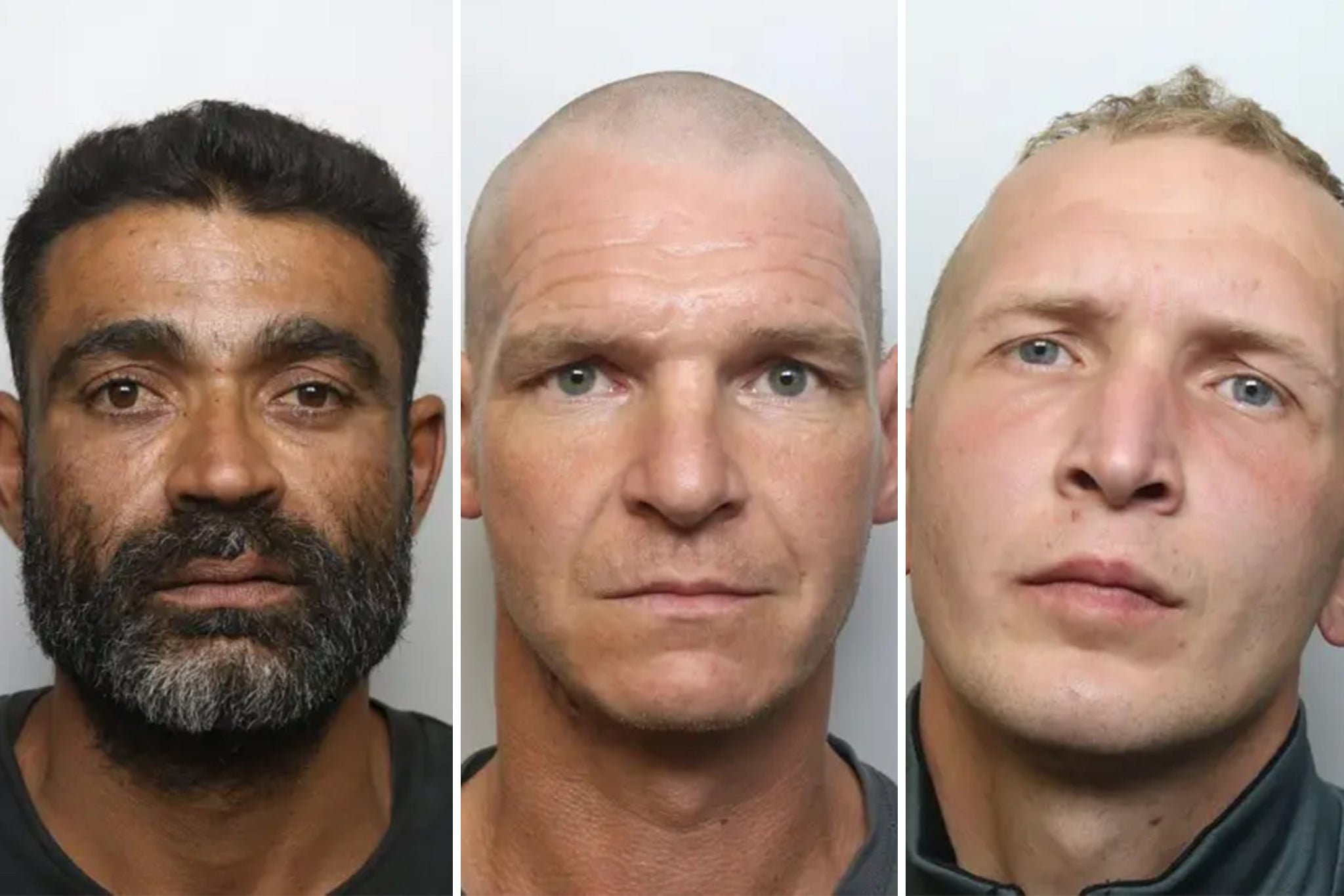 Iustin Dobre (left) Mark Mitchell (centre) and Milan Zamostny (right) all from Leeds, were jailed for violent disorder and arson