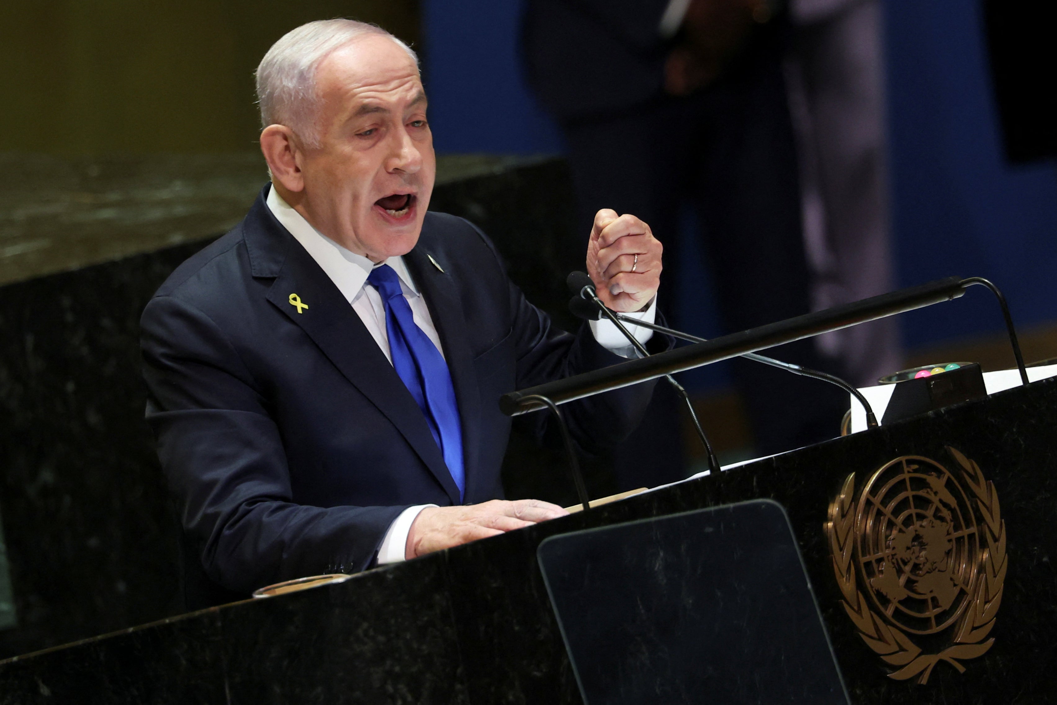 Benjamin Netanyahu delivers his bellicose speech at the UN last week