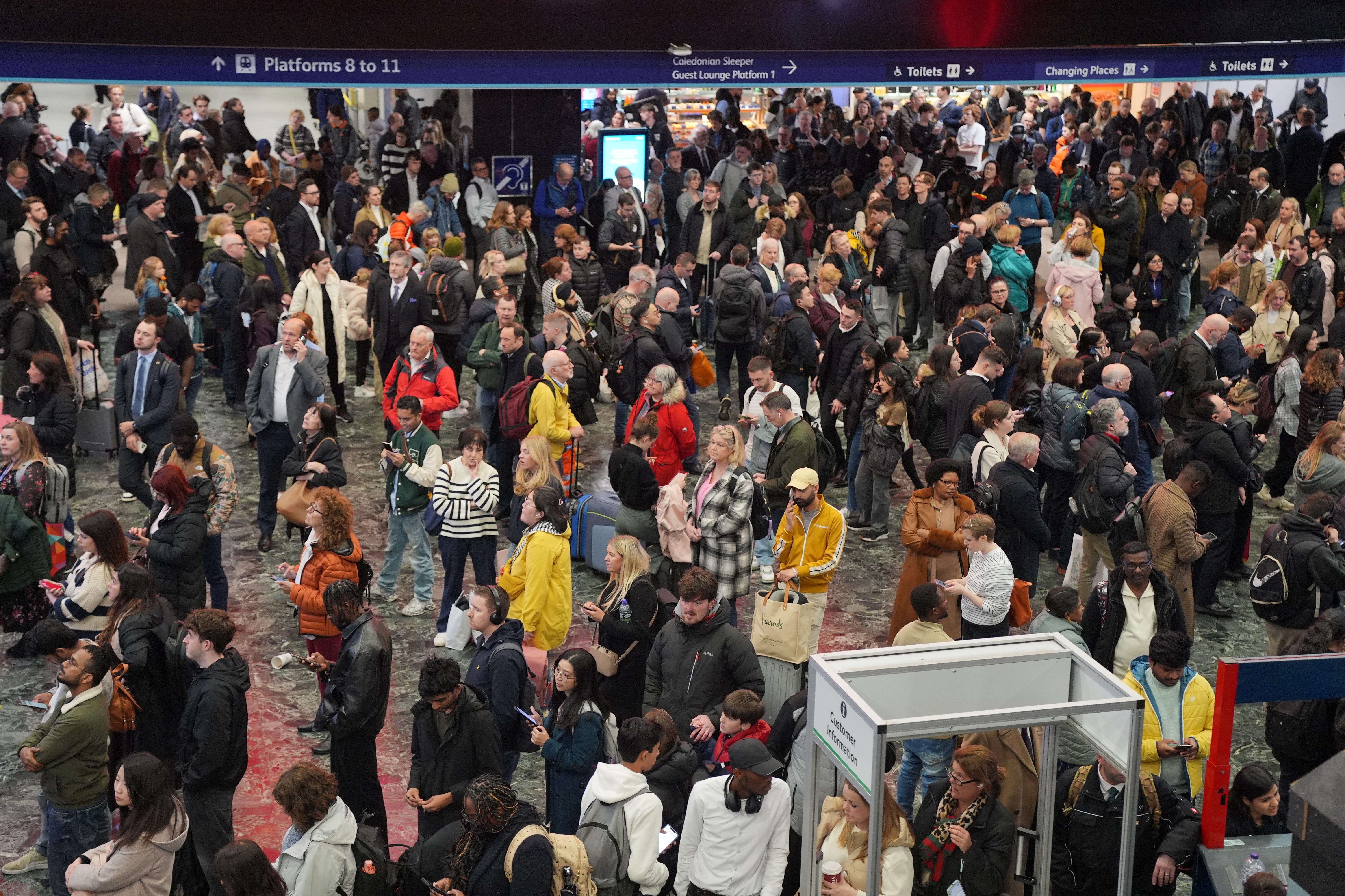 Passengers using London’s Euston railway station are being put ‘in danger’ by ‘high levels of overcrowding’, a transport watchdog has warned (Yui Mok/PA)